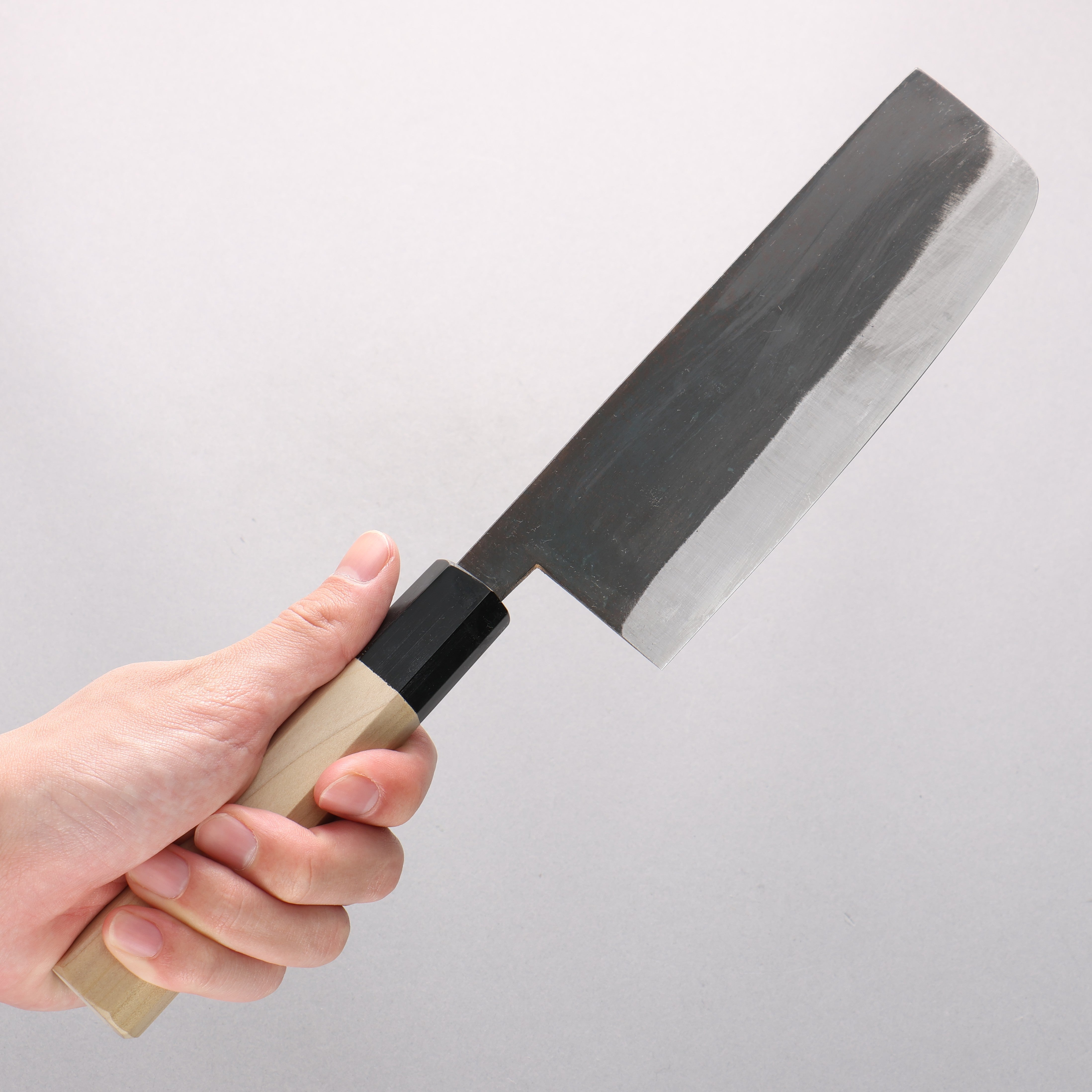 Minamoto Akitada White Steel No.2 Kurouchi Nakiri 165mm Magnolia Handle - Japanny - Best Japanese Knife