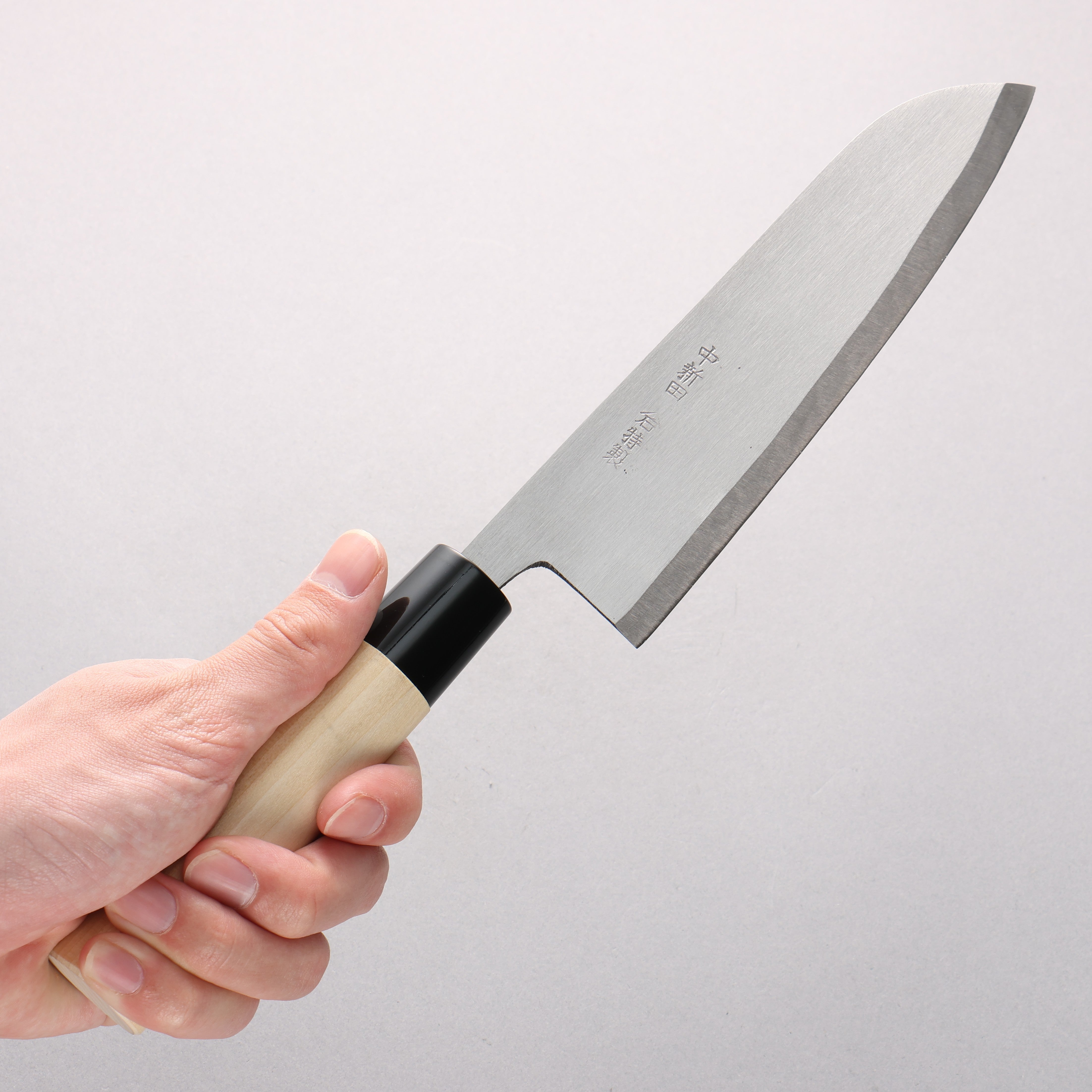 Nakaniida White Steel No.2 Migaki Polish Finish Santoku 165mm Magnolia Handle - Japanny - Best Japanese Knife