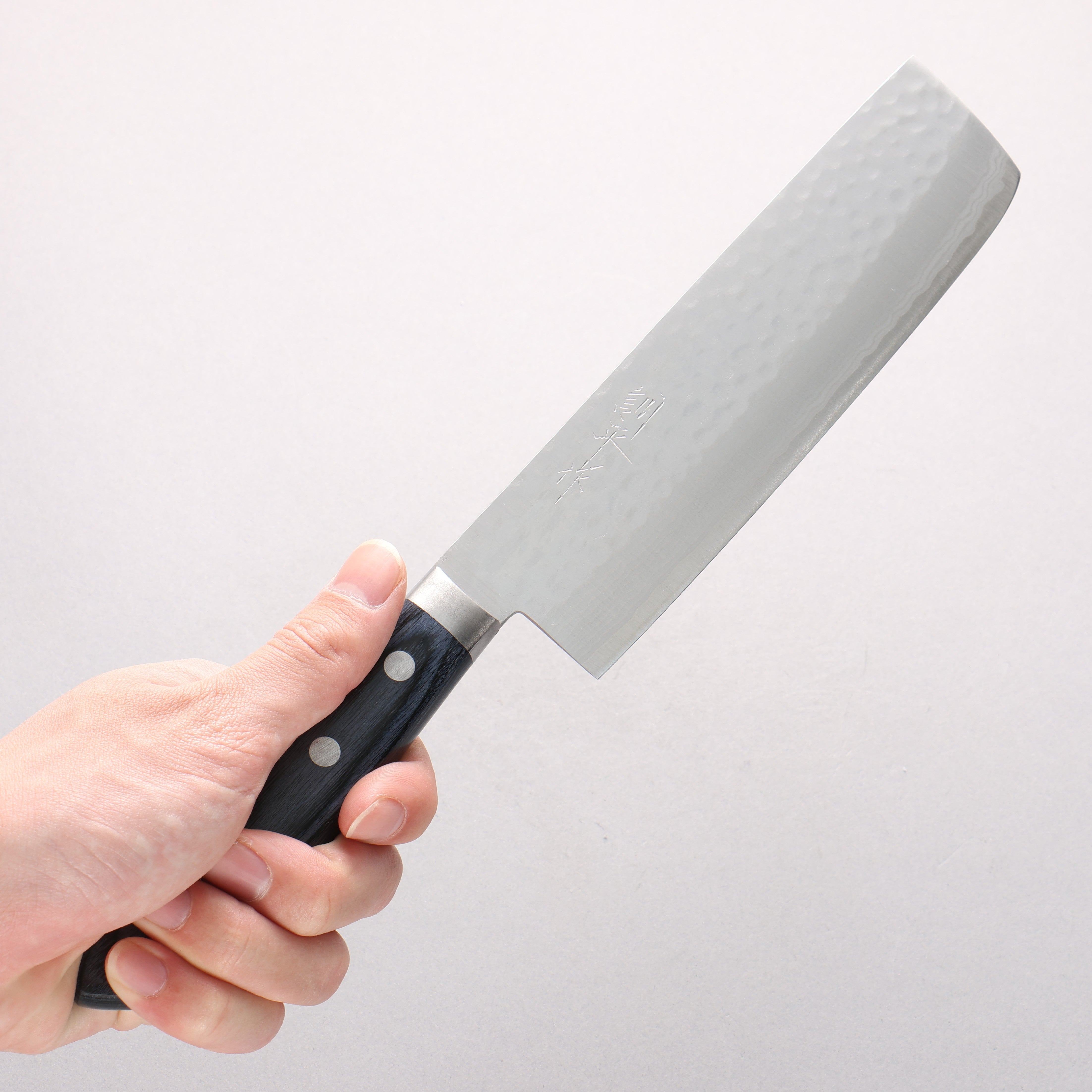 Kunihira Kokuryu VG10 Hammered Damascus Usuba 165mm Navy blue Pakka wood Handle - Japanny - Best Japanese Knife