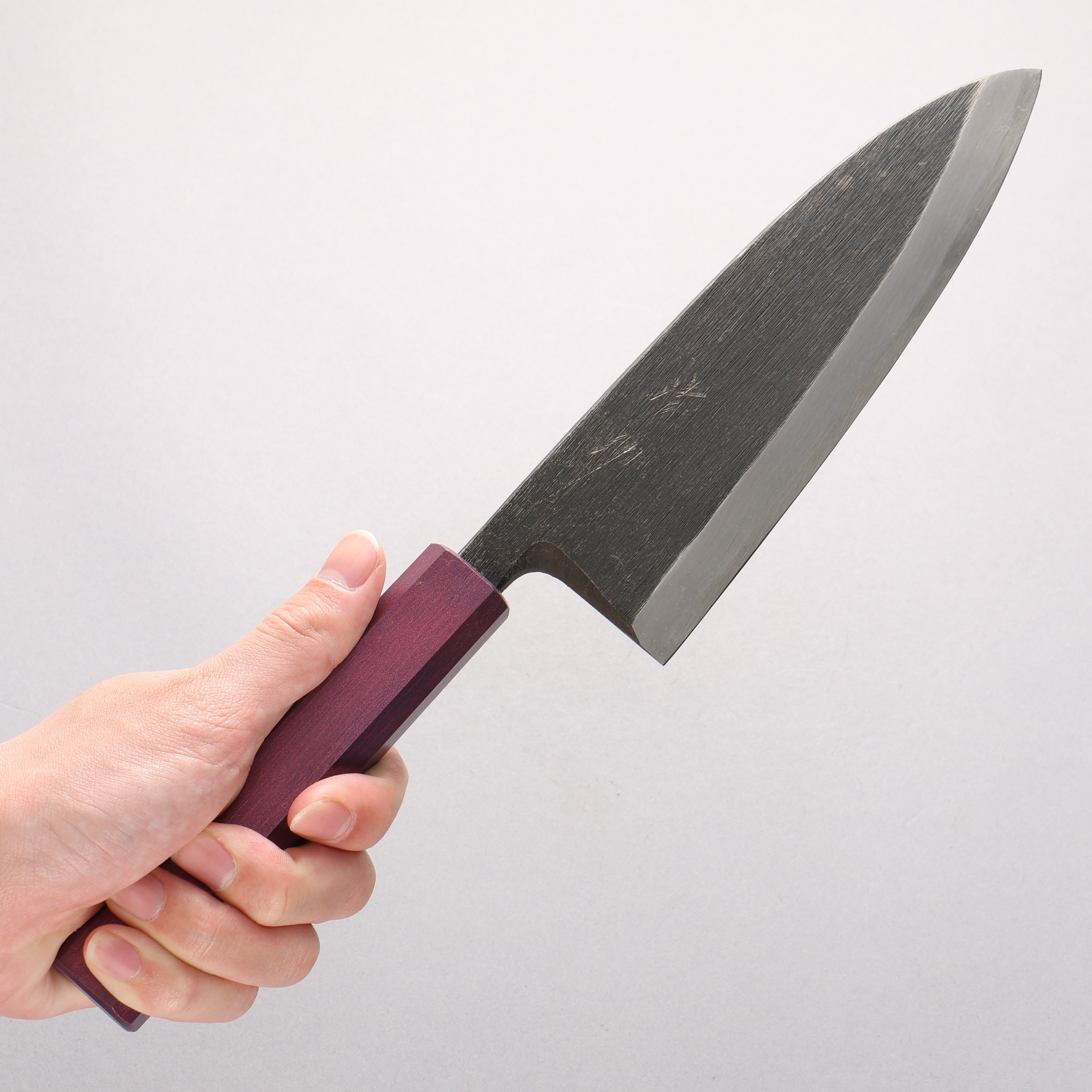 Seisuke White Steel No.2 Kurouchi Deba 180mm Purple Lacquered Handle - Japanny - Best Japanese Knife