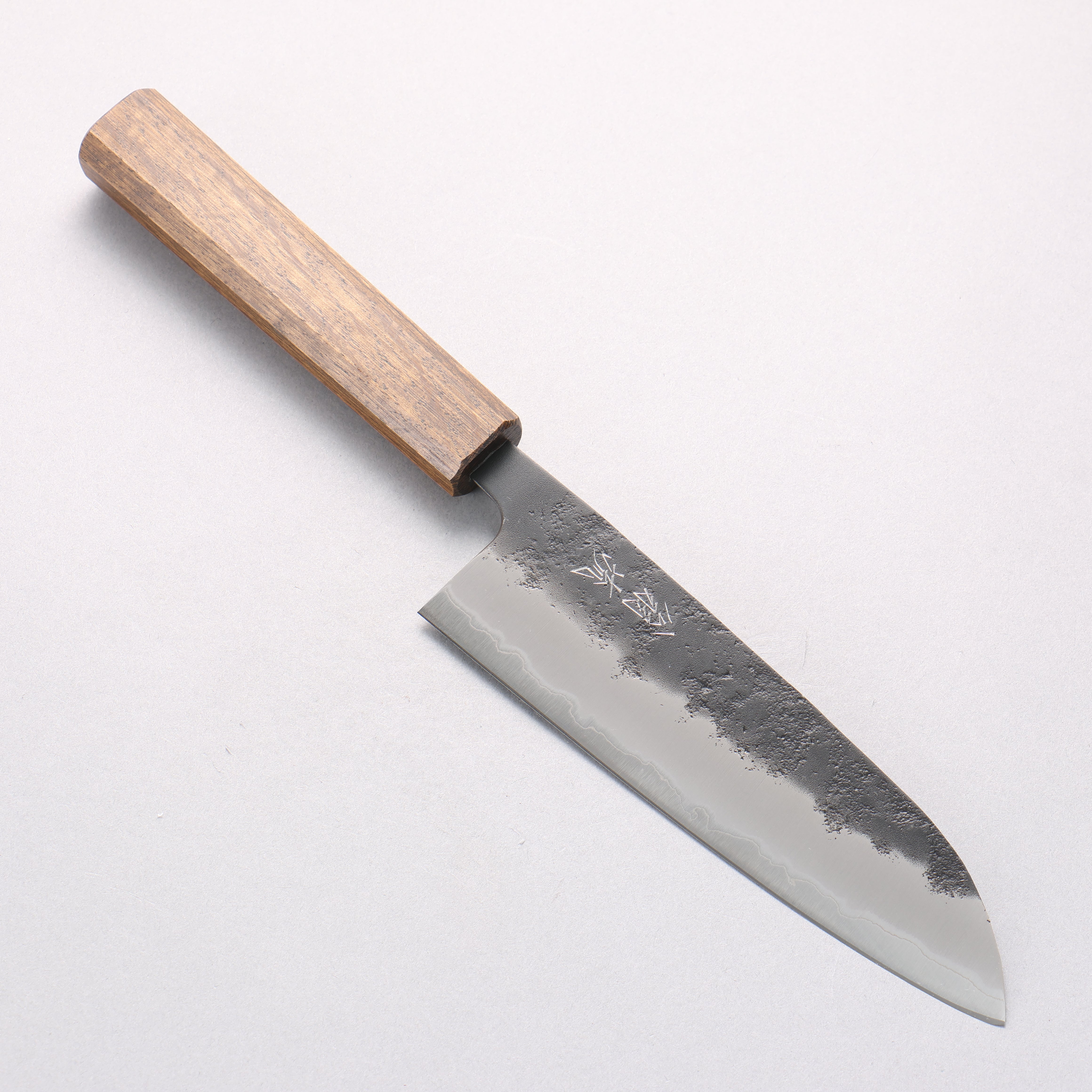 Oul Blue Super Black Nashiji Santoku 165mm Oak Handle - Japanny - Best Japanese Knife