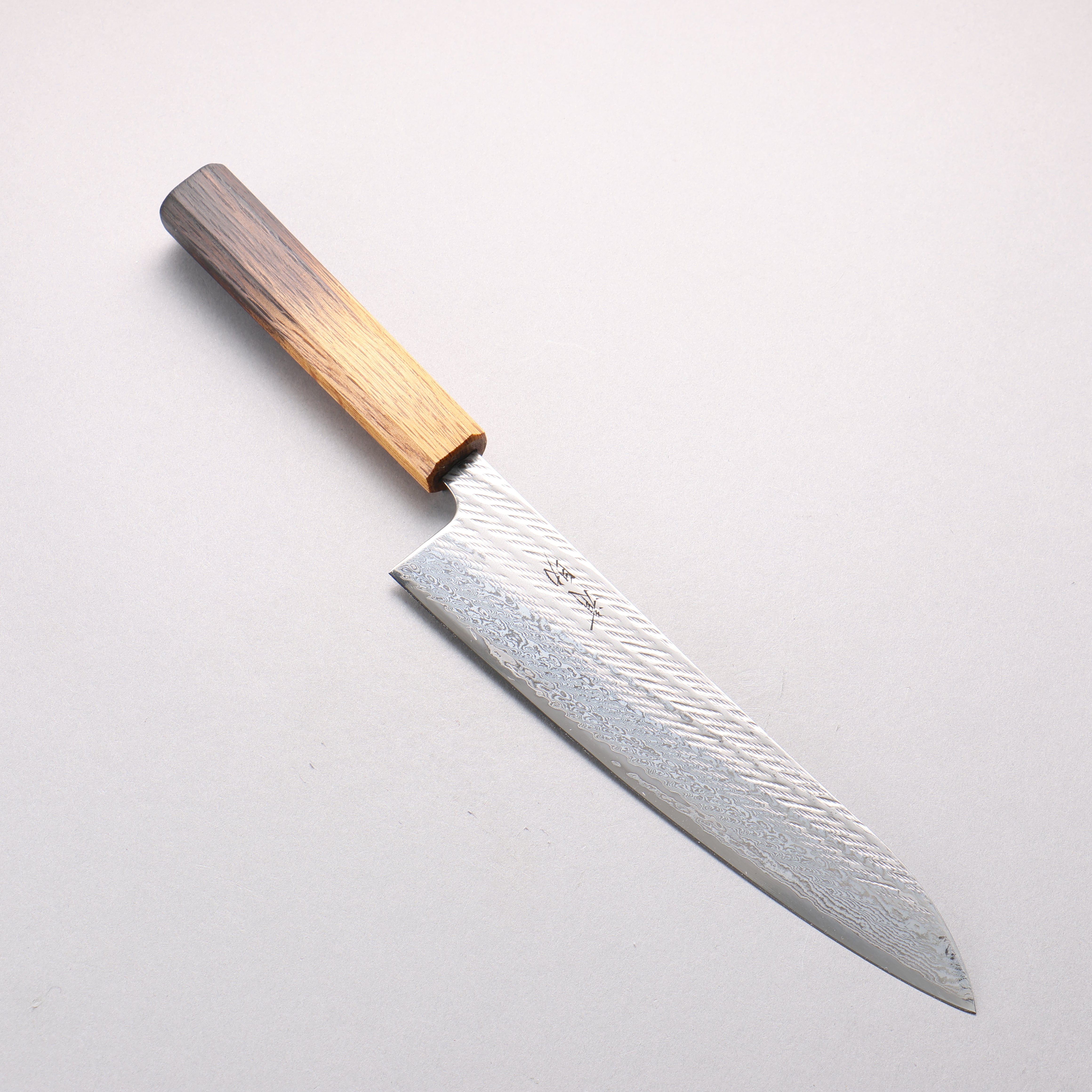 Seisuke AUS10 Hammered Damascus Rope Pattern Gyuto 210mm Burnt Oak Handle - Japanny - Best Japanese Knife