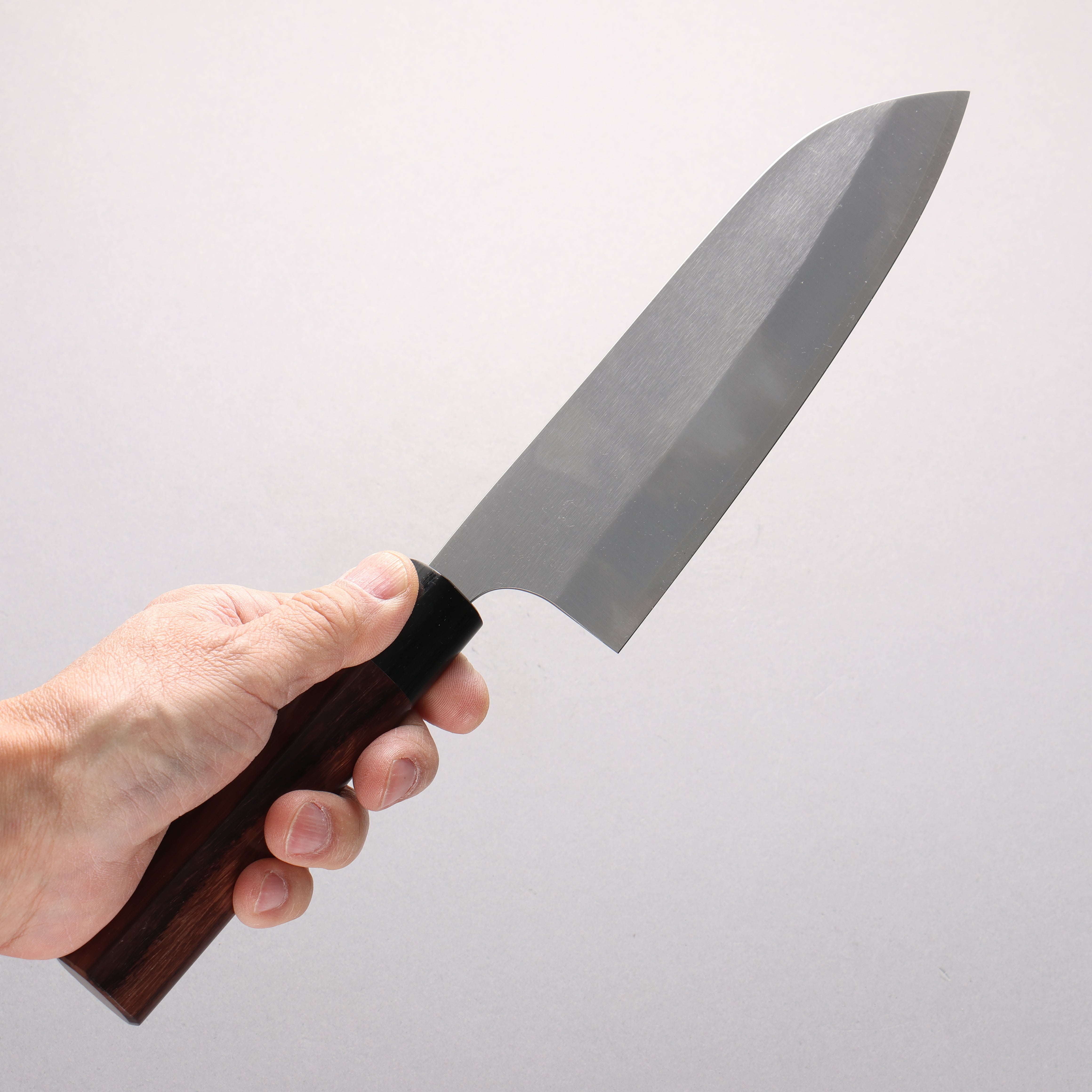 Shungo Ogata SG2 Vertical and Horizontal Hairlines Santoku 180mm Rosewood Handle - Japanny - Best Japanese Knife