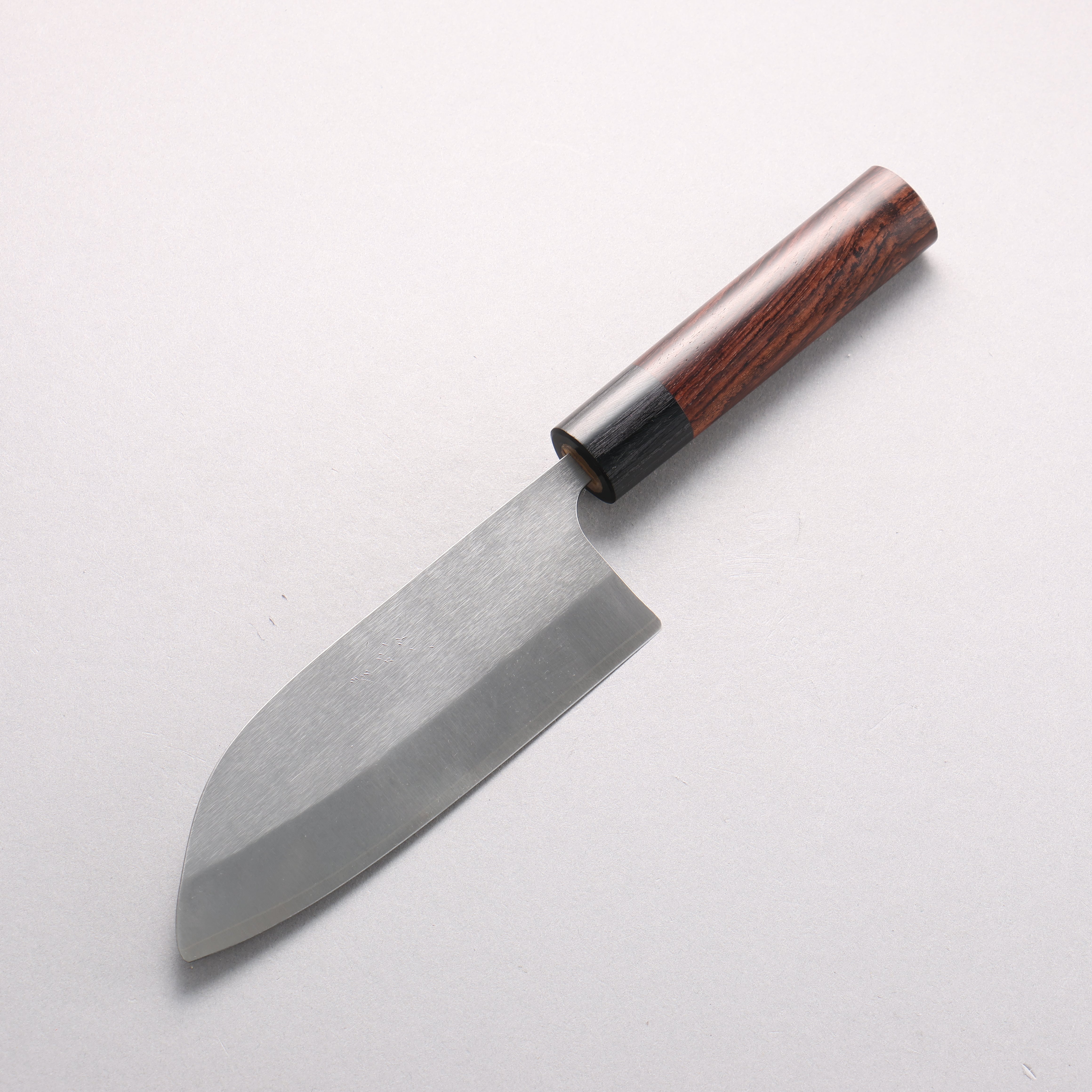Shungo Ogata SG2 Vertical and Horizontal Hairlines Santoku(Maru) 150mm Rosewood Handle - Japanny - Best Japanese Knife