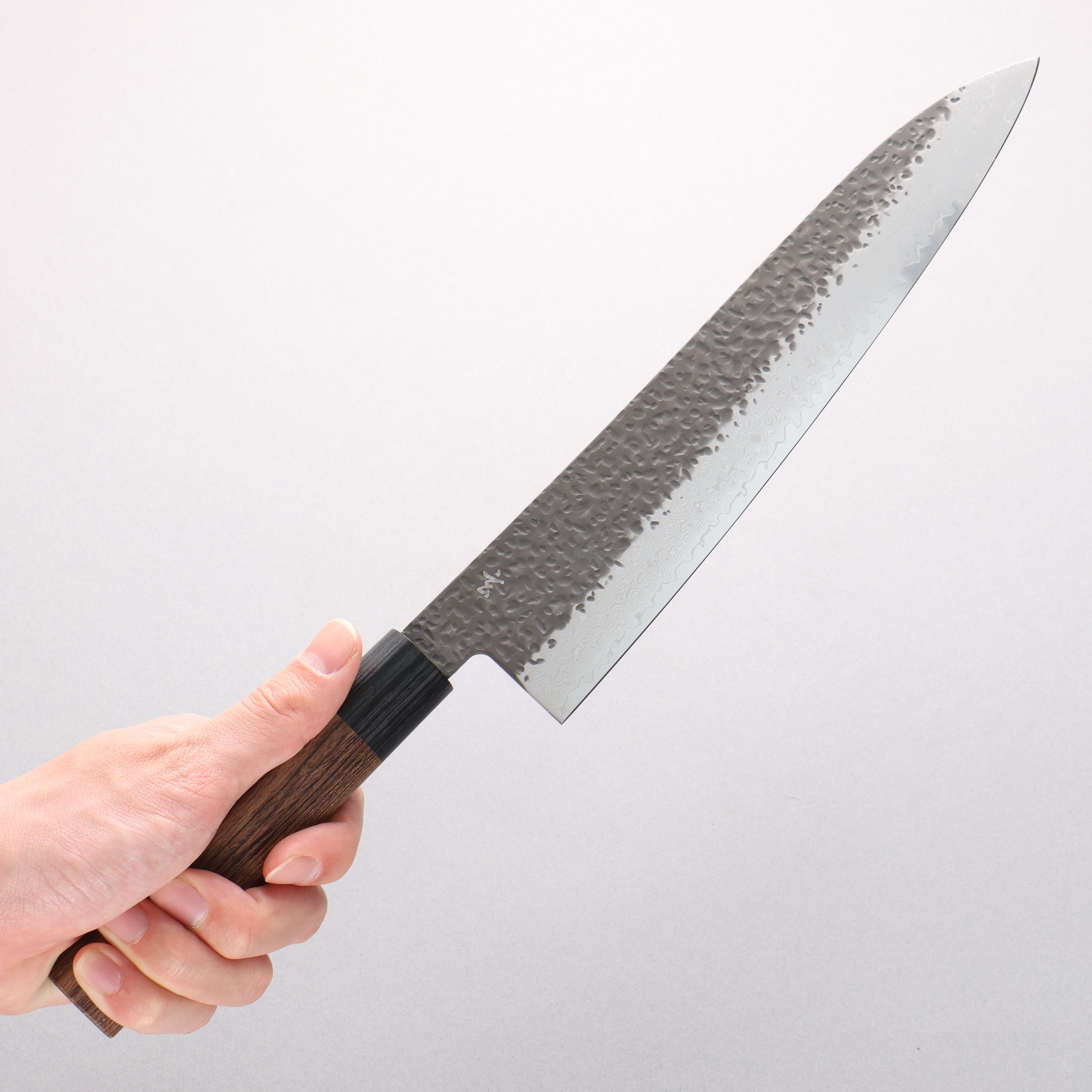 Shizu Gen VG10 Hammered Black Finished Gyuto 240mm Brown Pakka wood Handle - Japanny - Best Japanese Knife