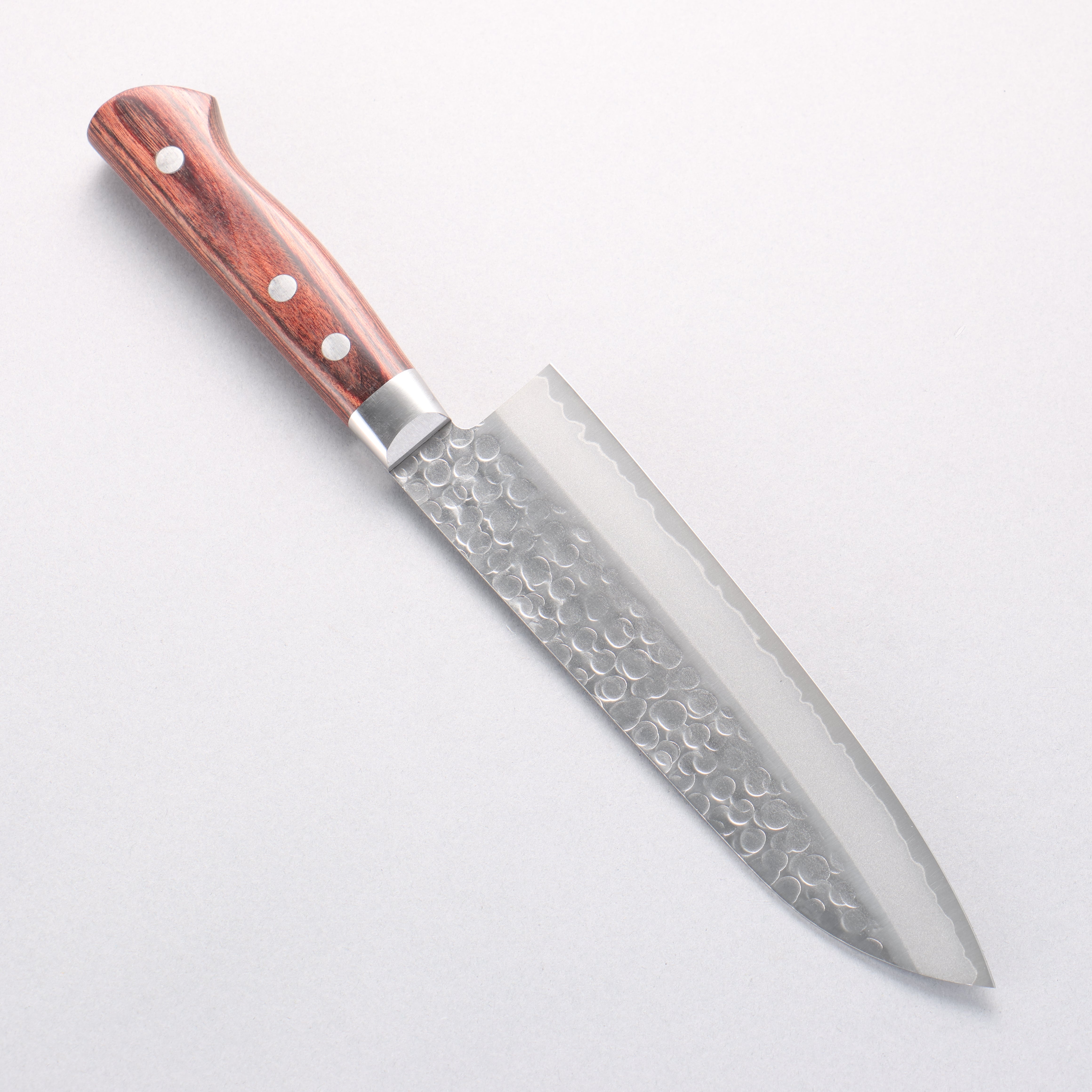 Seisuke VG10 Hammered Ribbed Santoku 180mm Mahogany Handle - Japanny - Best Japanese Knife