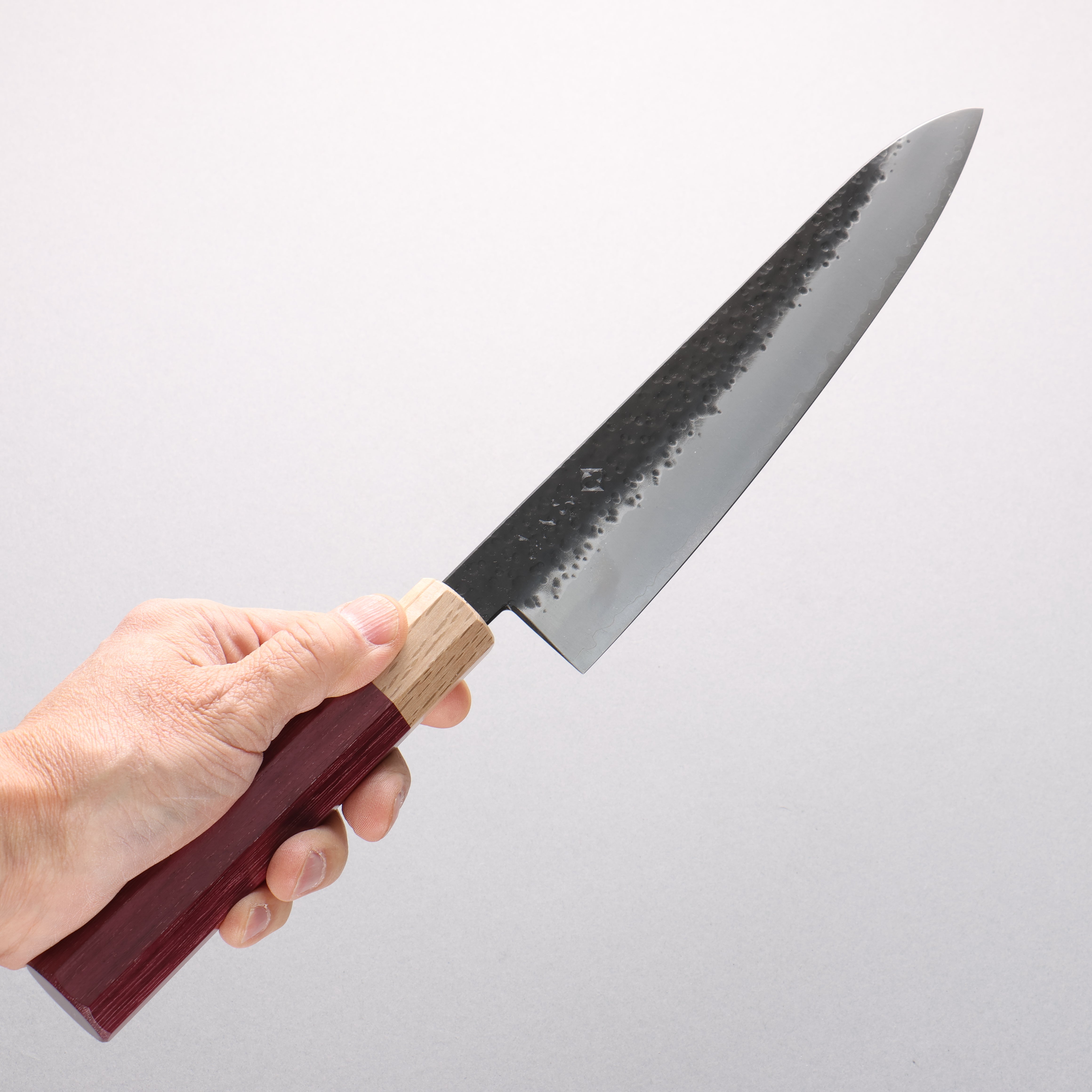 Fukube VG10 Hammered Black Finished Gyuto 210mm Purple Heart Handle