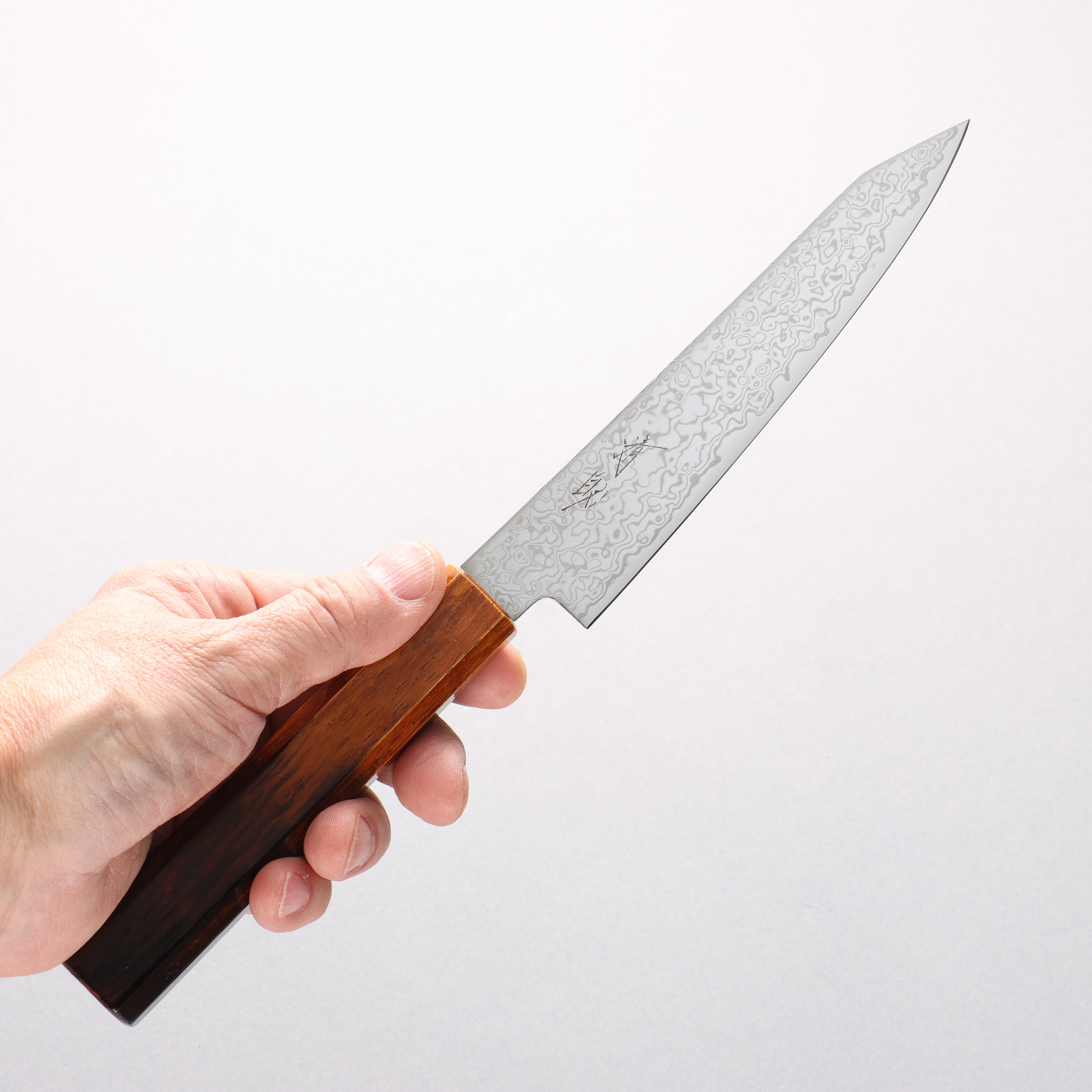 Seisuke SG2 Damascus Migaki Finished Kiritsuke Petty-Utility 150mm Burnt Oak (Lacquered) Handle