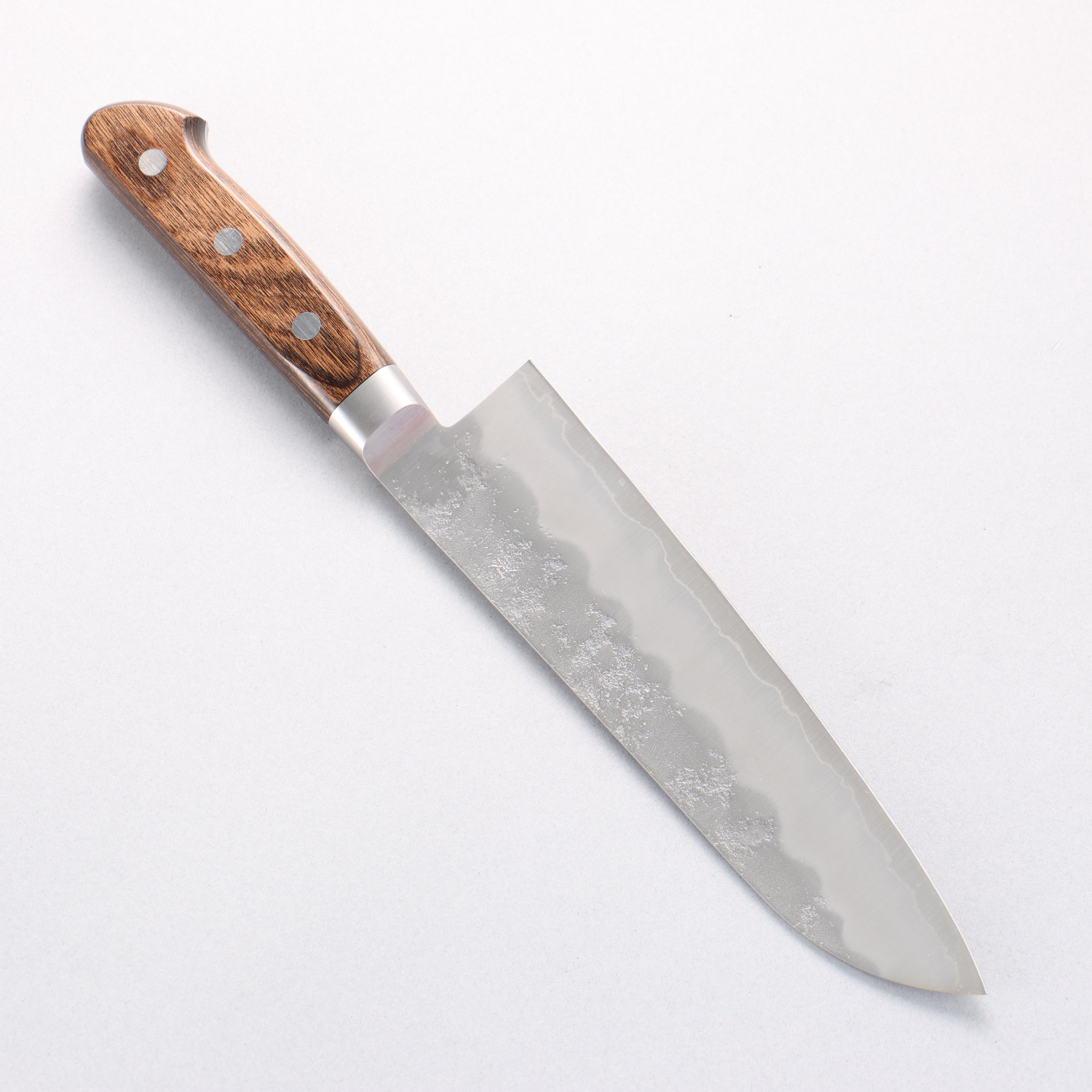 Seisuke Silver Steel No.3 Nashiji Santoku 180mm Brown Pakka wood Handle - Japanny - Best Japanese Knife