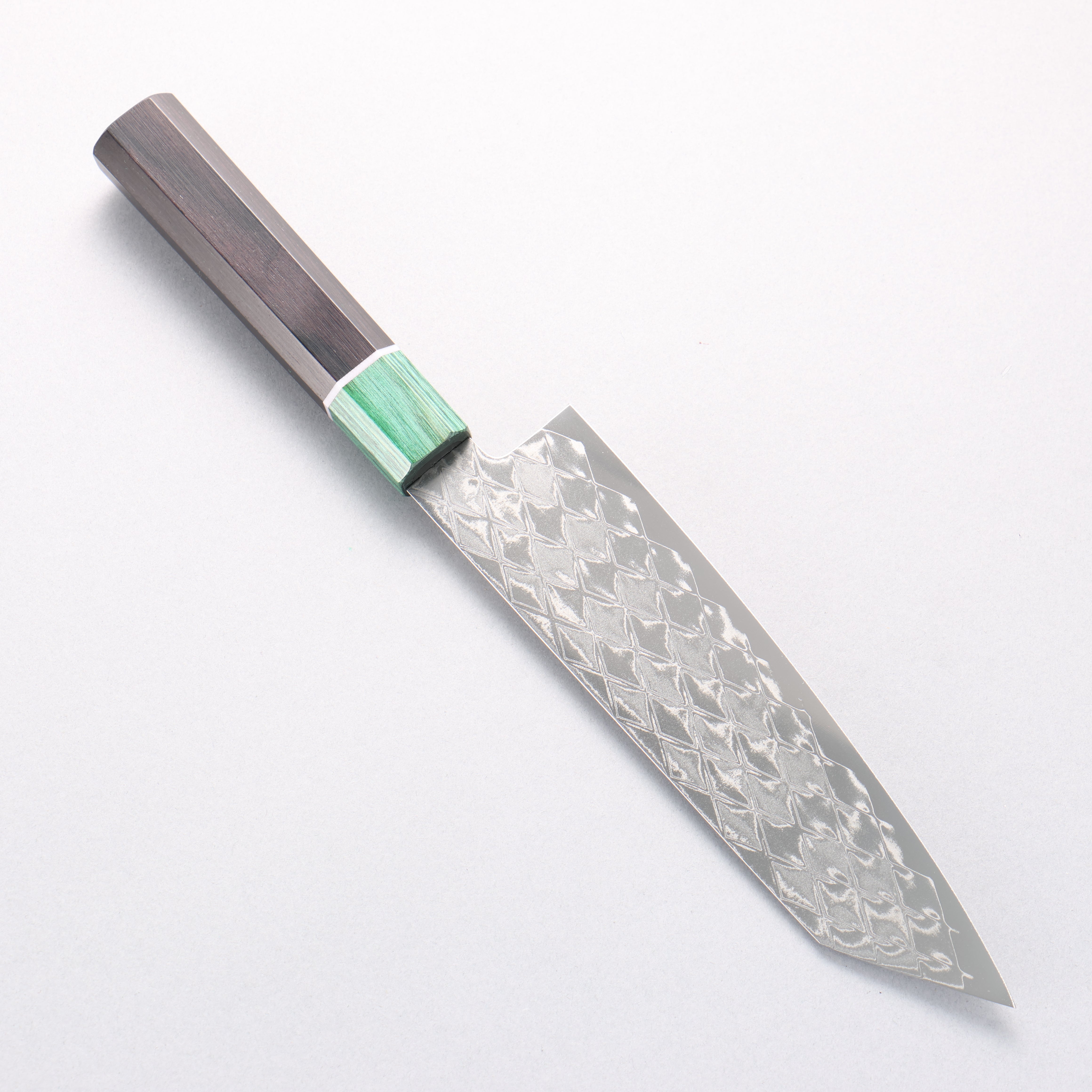 Seisuke AUS10 Mirror Crossed Kiritsuke Santoku 180mm Black Pakka wood(ferrule: Green Pakka wood) Handle - Japanny - Best Japanese Knife