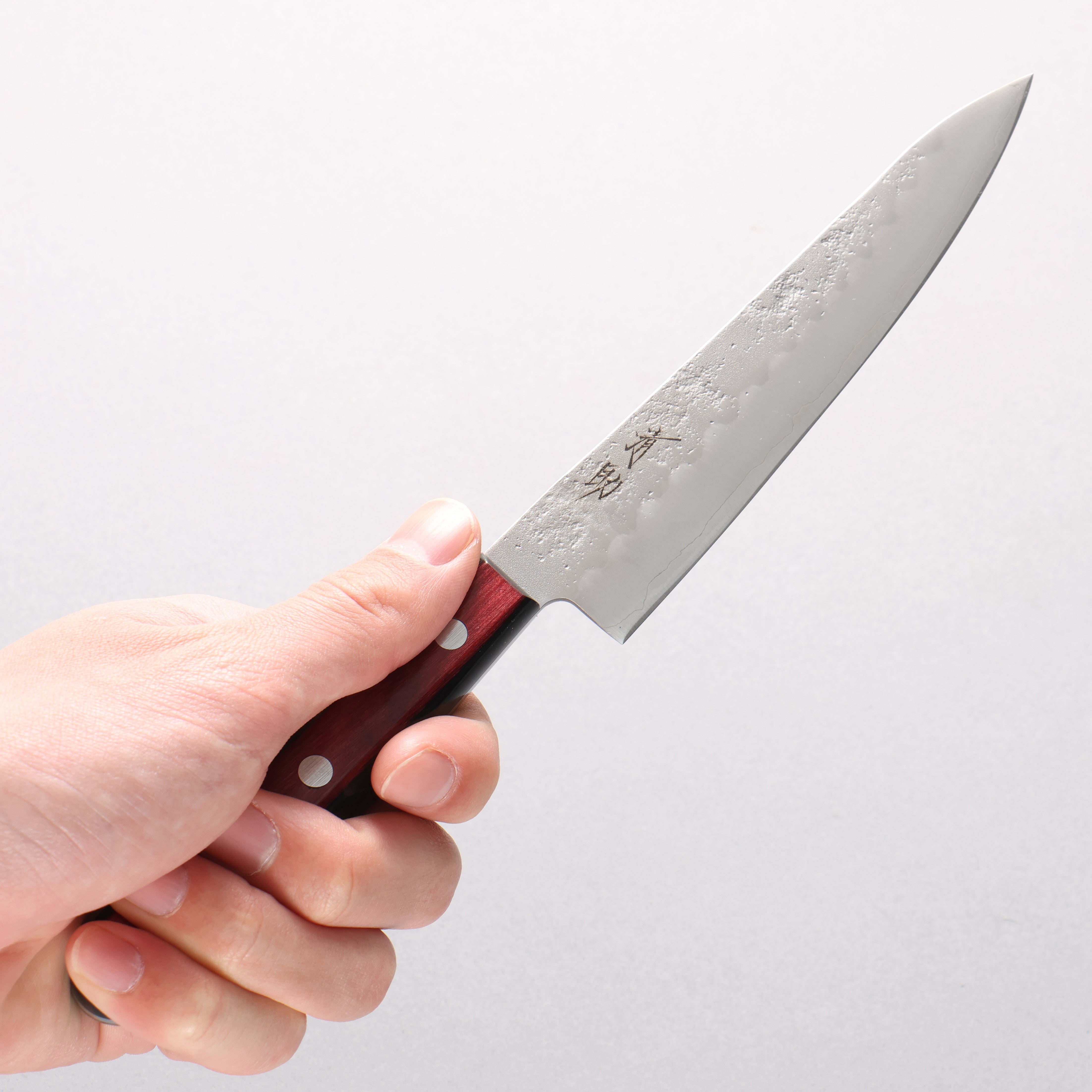 Seisuke Silver Steel No.3 Nashiji Petty-Utility 135mm Red Pakka wood Handle - Japanny - Best Japanese Knife