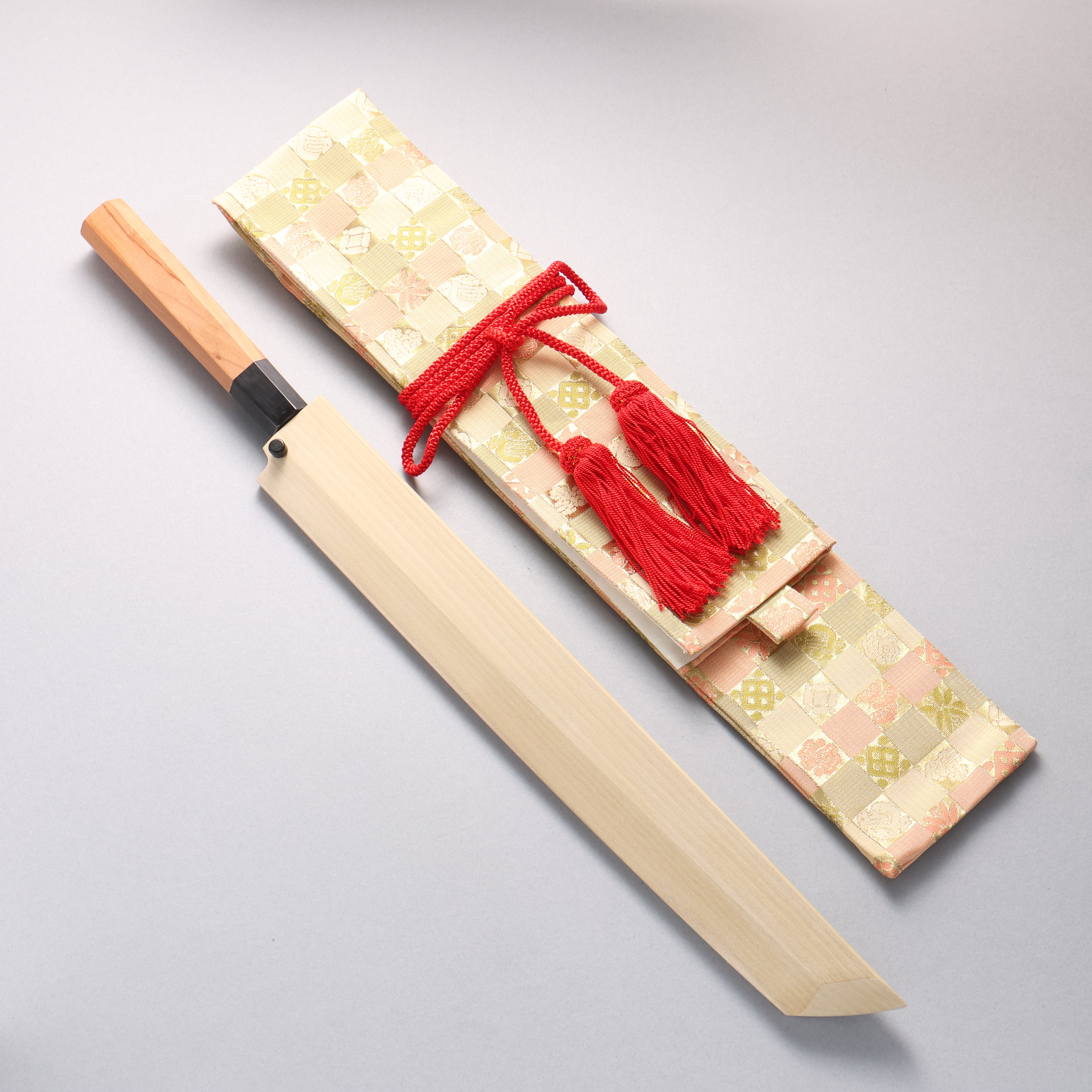 Tessen by Tanaka Tamahagane Sakimaru Yanagiba 315mm Wild Cherry Handle with Sheath - Japanny - Best Japanese Knife