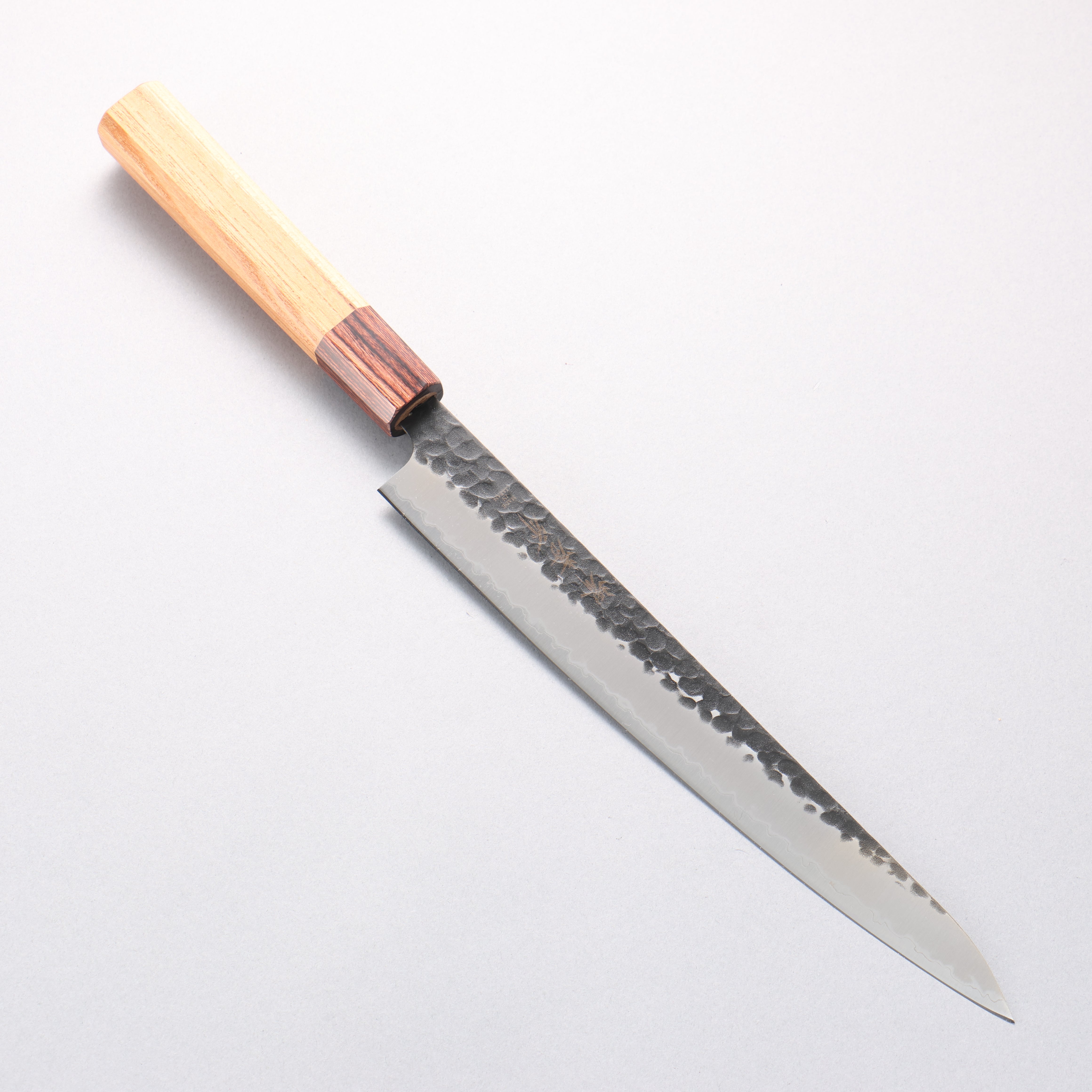 Sakai Takayuki Blue Super Hammered Black Finished Sujihiki 240mm Keyaki (Japanese Elm) Handle - Japanny - Best Japanese Knife