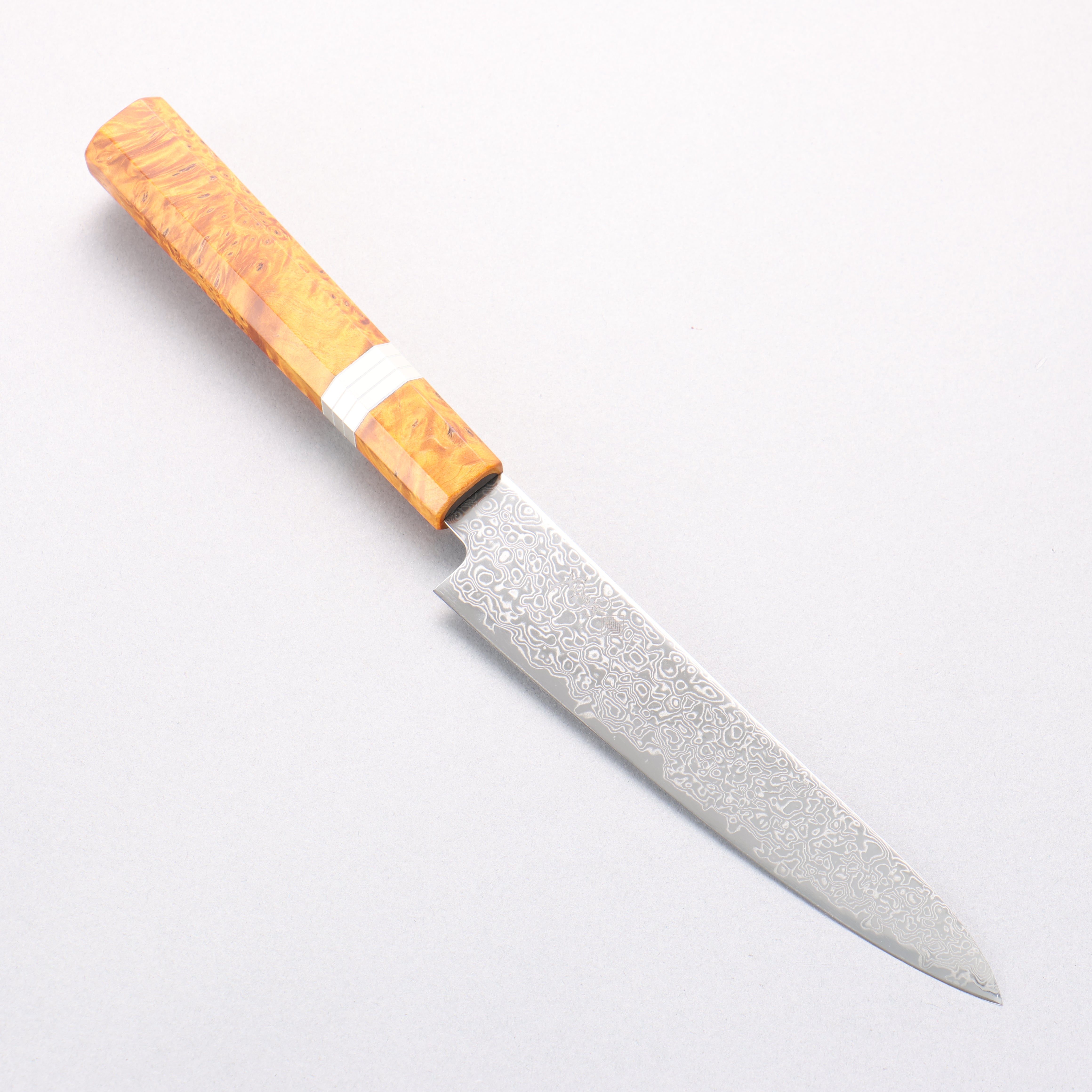 Kanjyo SG2 Damascus Petty-Utility 150mm Yellow Stabilized wood (With Silver Rings) Handle - Japanny - Best Japanese Knife