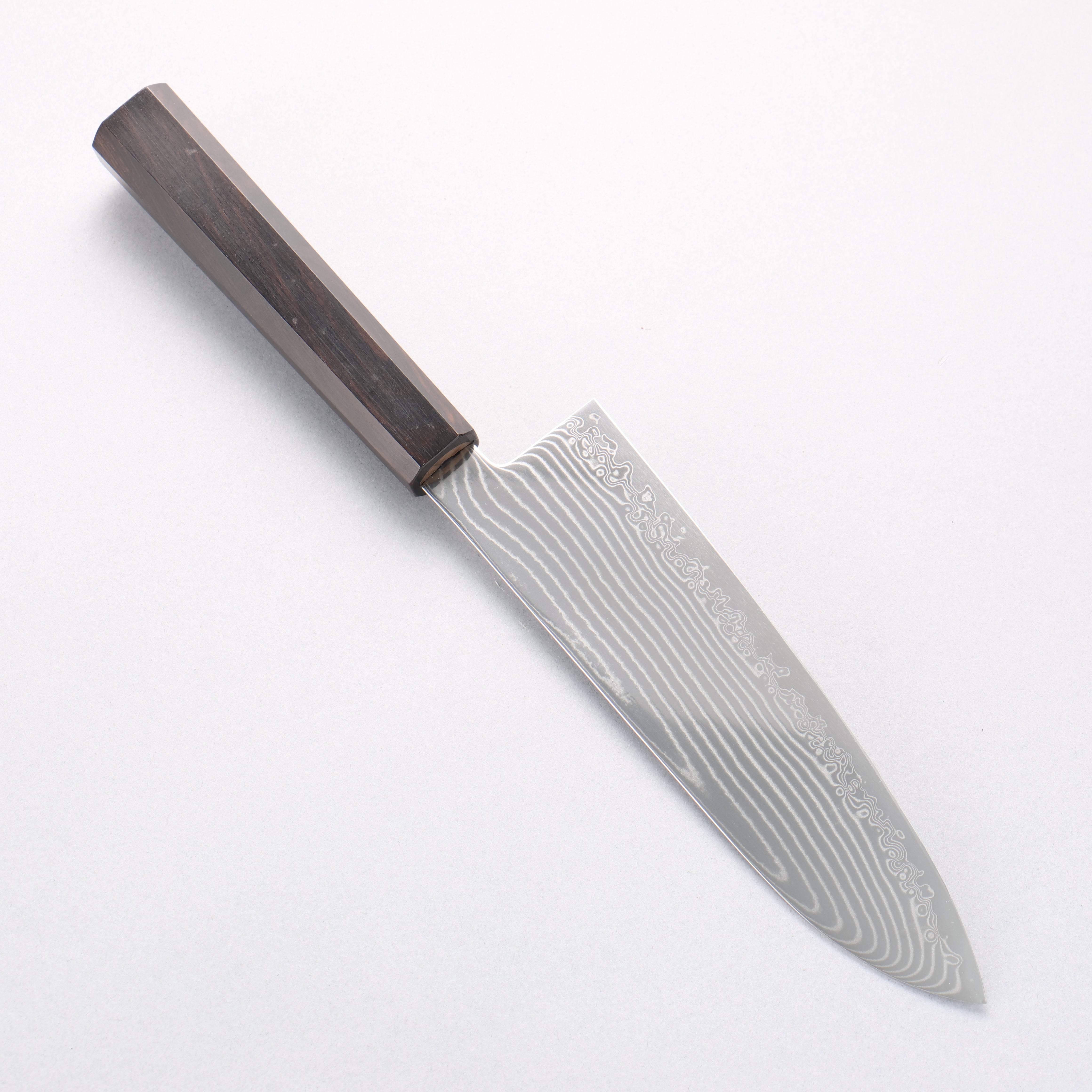 Kanjyo SG2 Damascus Wave Pattern Santoku 180mm Ebony Wood Handle - Japanny - Best Japanese Knife