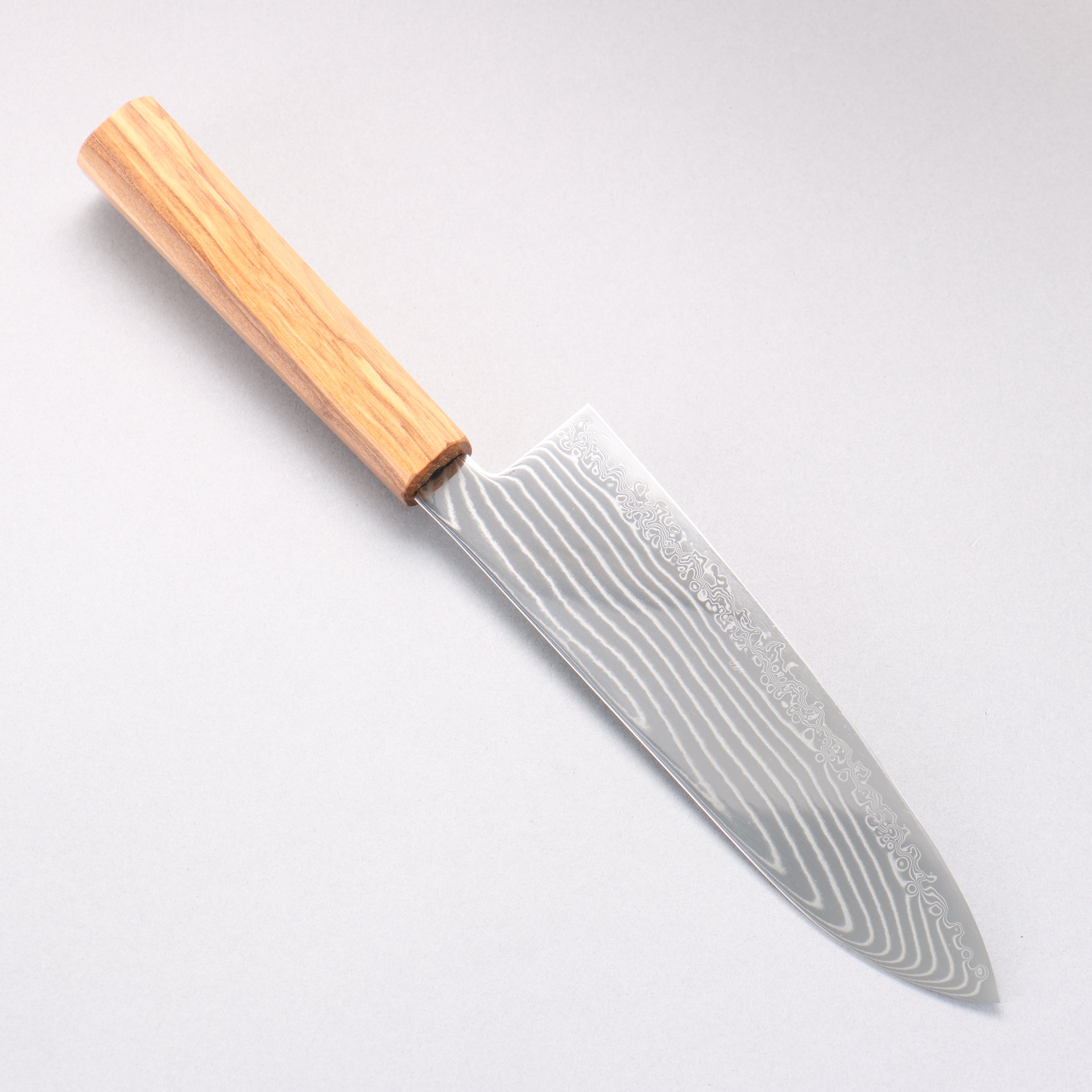 Kanjyo SG2 Damascus Wave Pattern Santoku 180mm Olive tree Handle - Japanny - Best Japanese Knife