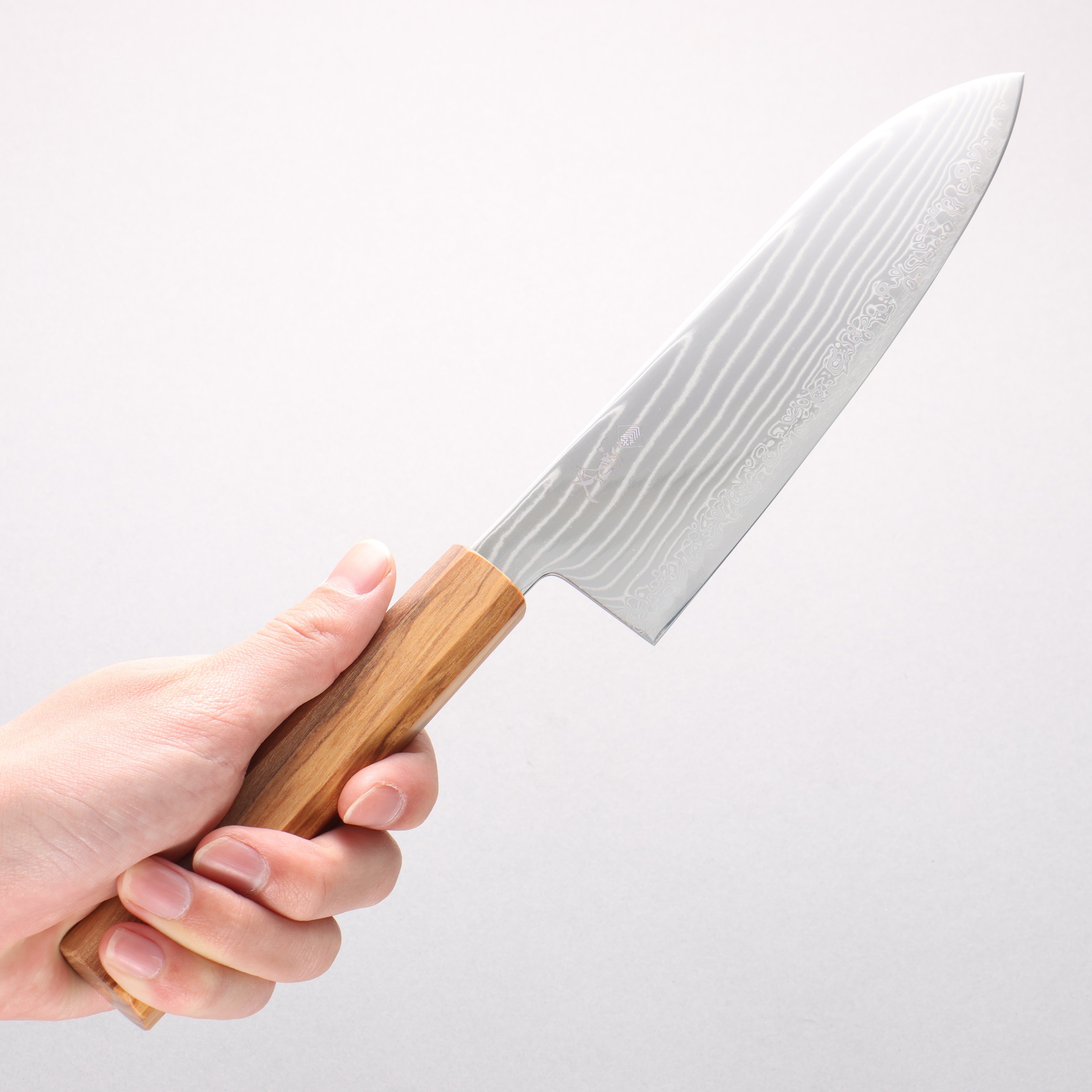 Kanjyo SG2 Damascus Wave Pattern Santoku 180mm Olive tree Handle - Japanny - Best Japanese Knife