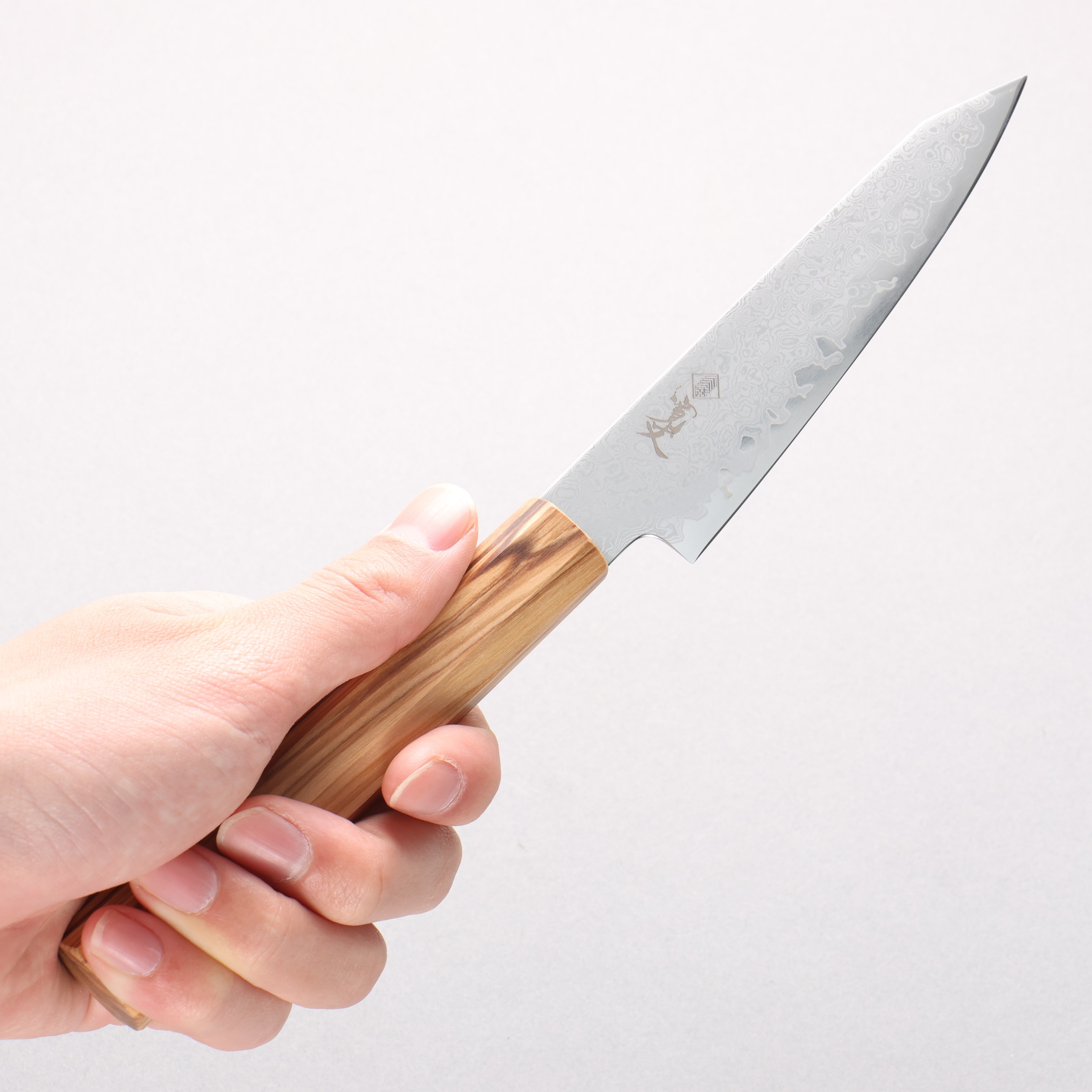 Kanjyo VG10 Damascus Kiritsuke Petty-Utility 120mm Olive tree Handle - Japanny - Best Japanese Knife