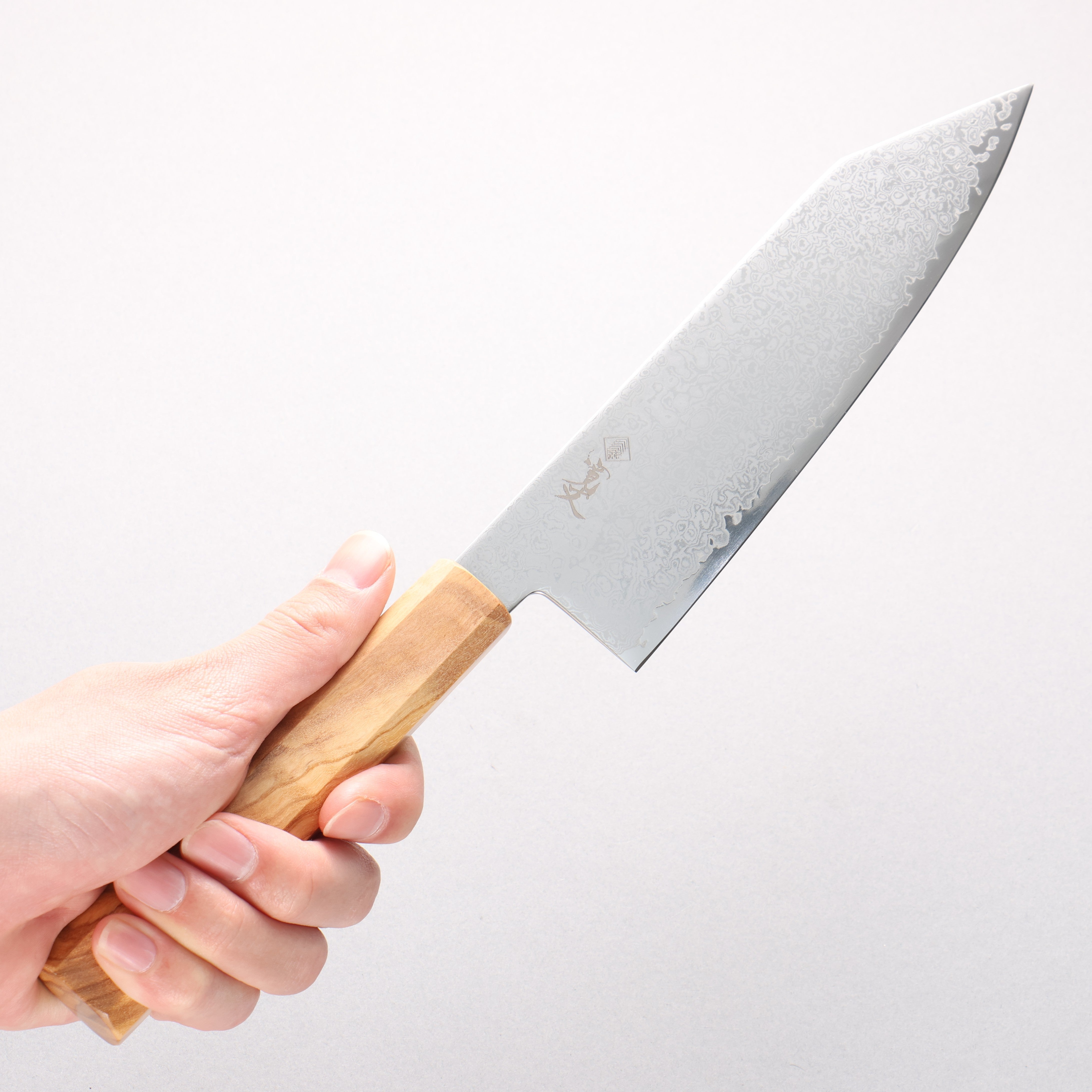 Kanjyo VG10 Damascus Kiritsuke Santoku 180mm Olive tree Handle - Japanny - Best Japanese Knife