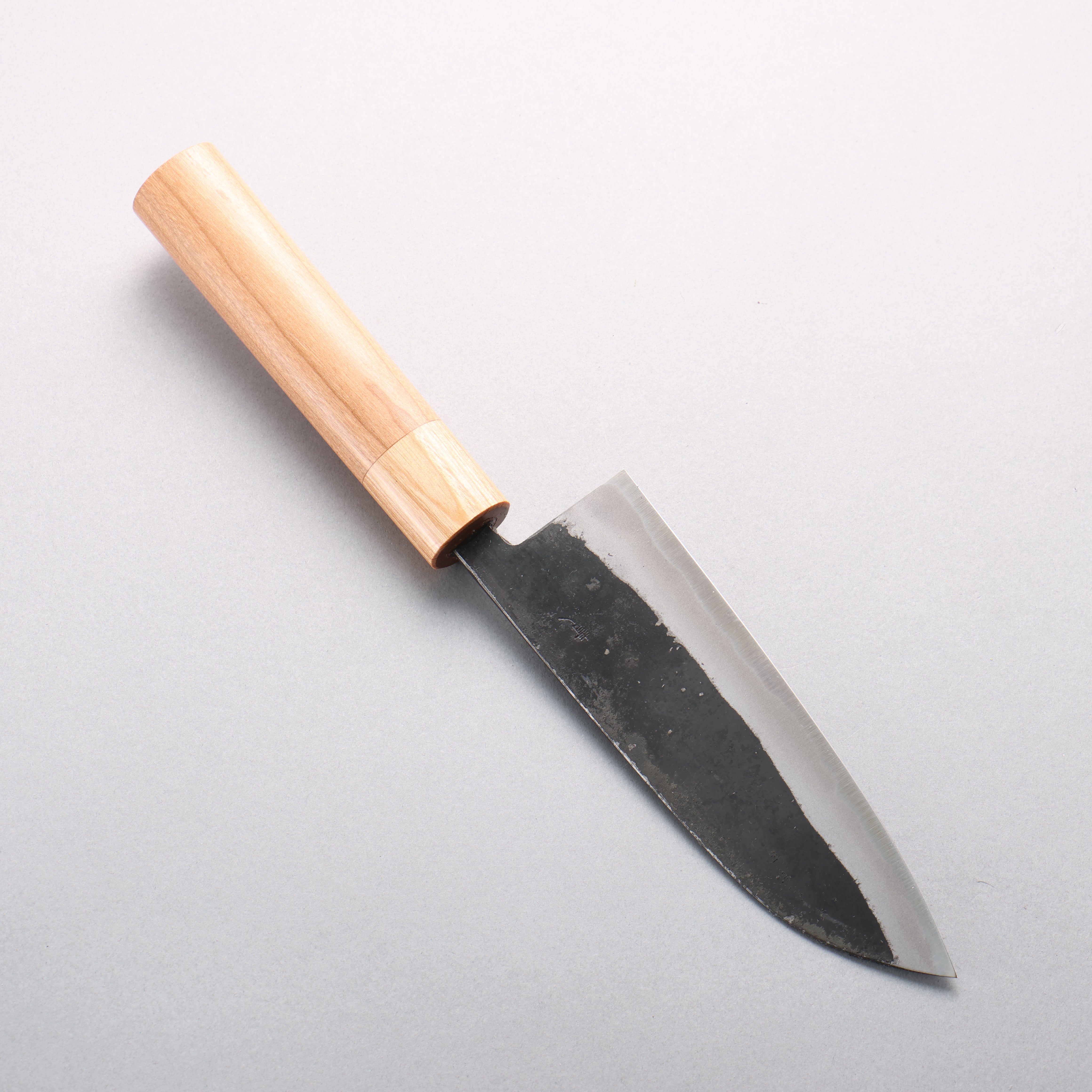 Kouki Blue Steel No.2 Black Finished Small Santoku 150mm American Cherry Handle