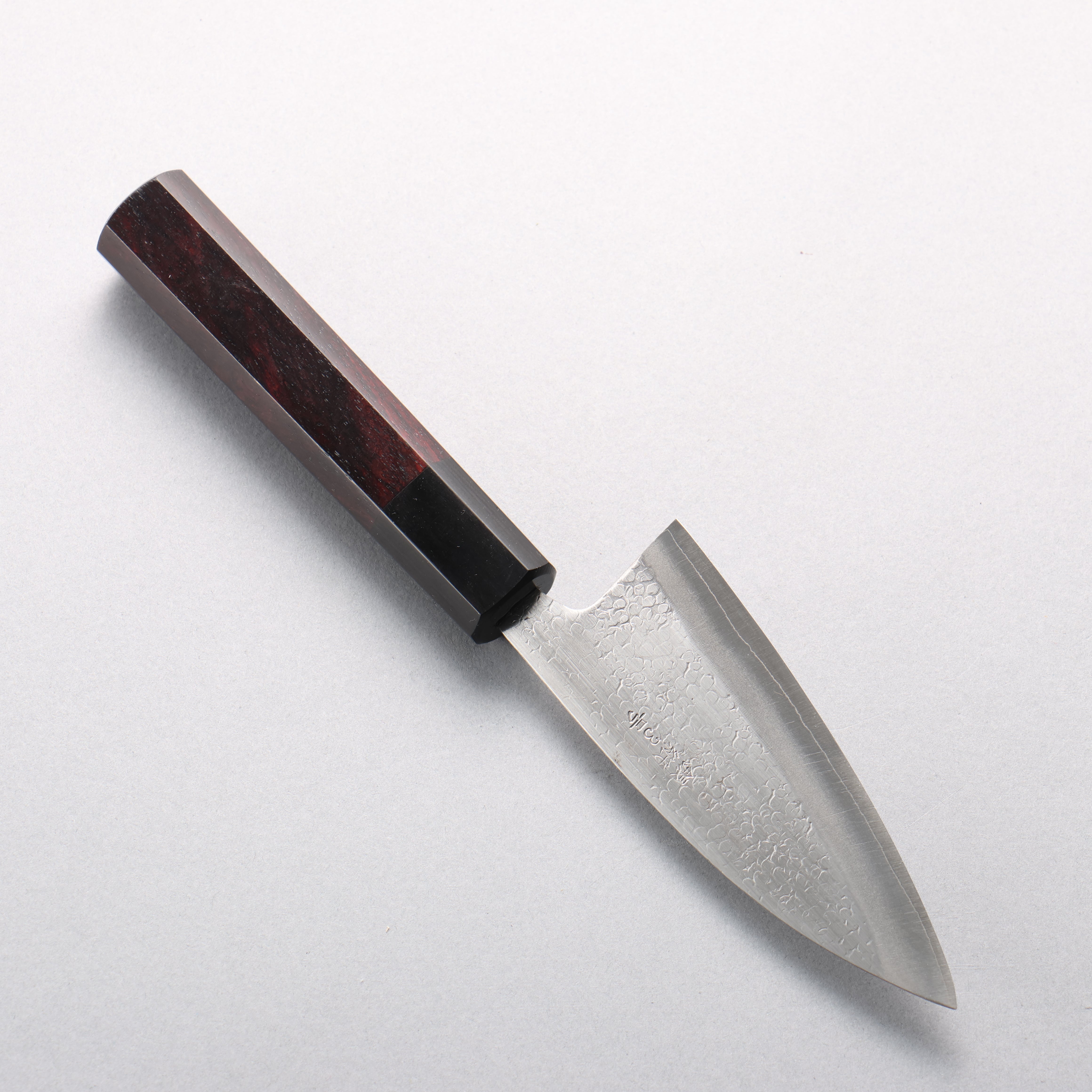 Seisuke Silver Steel No.3 Hammered(Maru) Ajikiri 105mm Rosewood (Ferrule: Black Pakka Wood) Handle