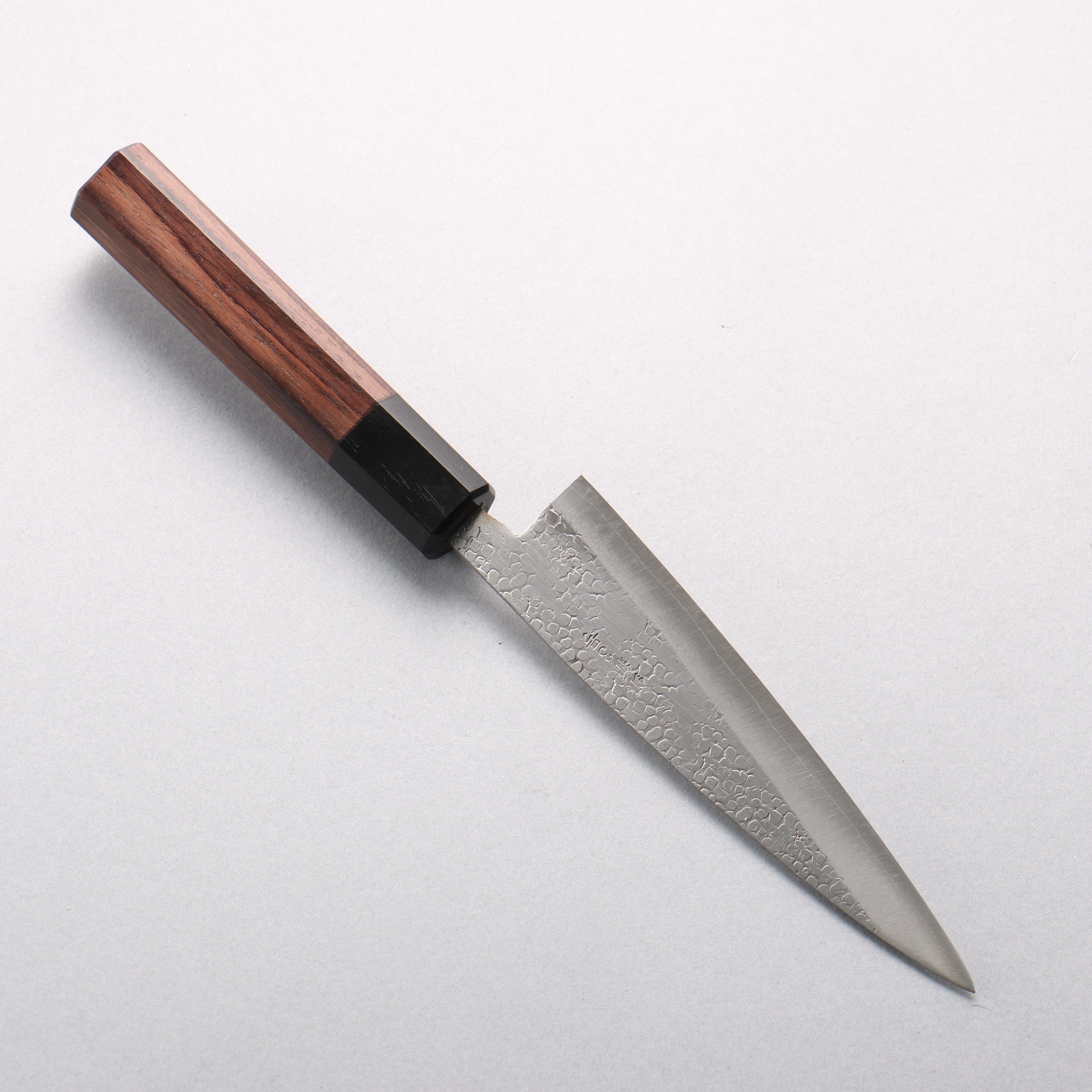 Seisuke Silver Steel No.3 Hammered(Maru) Petty-Utility 135mm Rosewood (Ferrule: Black Pakka Wood) Handle