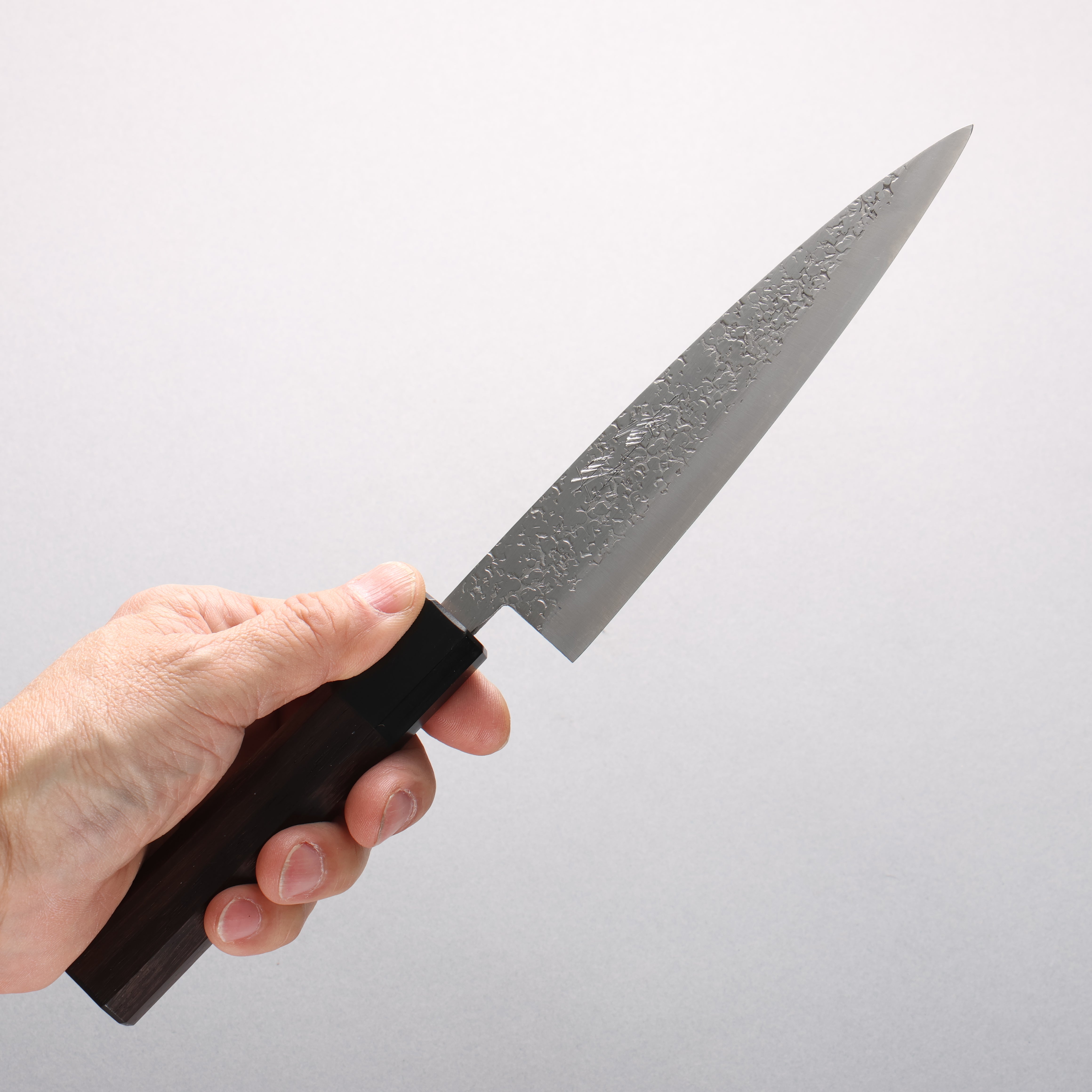 Seisuke Silver Steel No.3 Hammered(Maru) Petty-Utility 150mm Rosewood (Ferrule: Black Pakka Wood) Handle