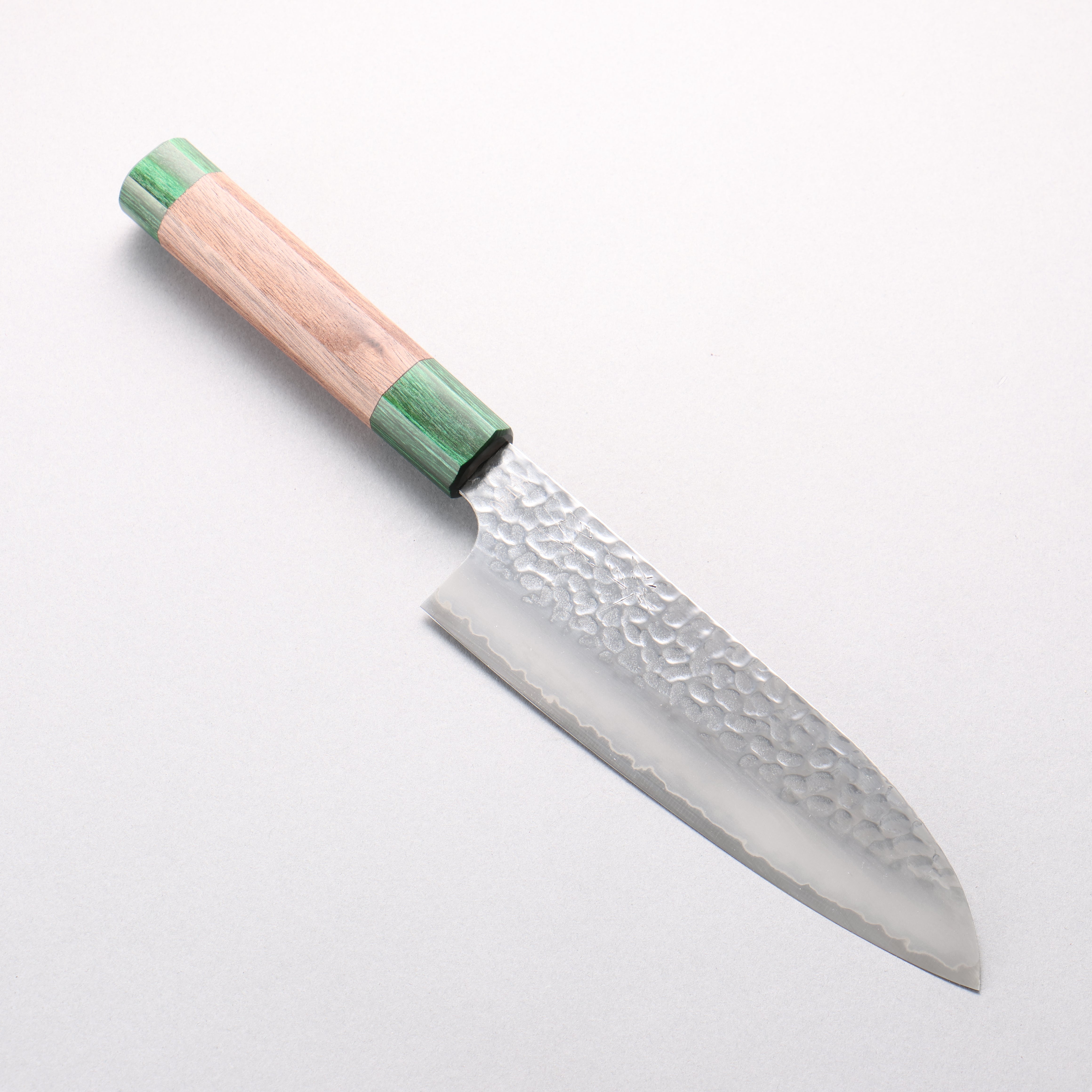 Seisuke HAP40 Hammered Santoku 170mm Walnut (With Double Green Pakka wood) Handle - Japanny - Best Japanese Knife