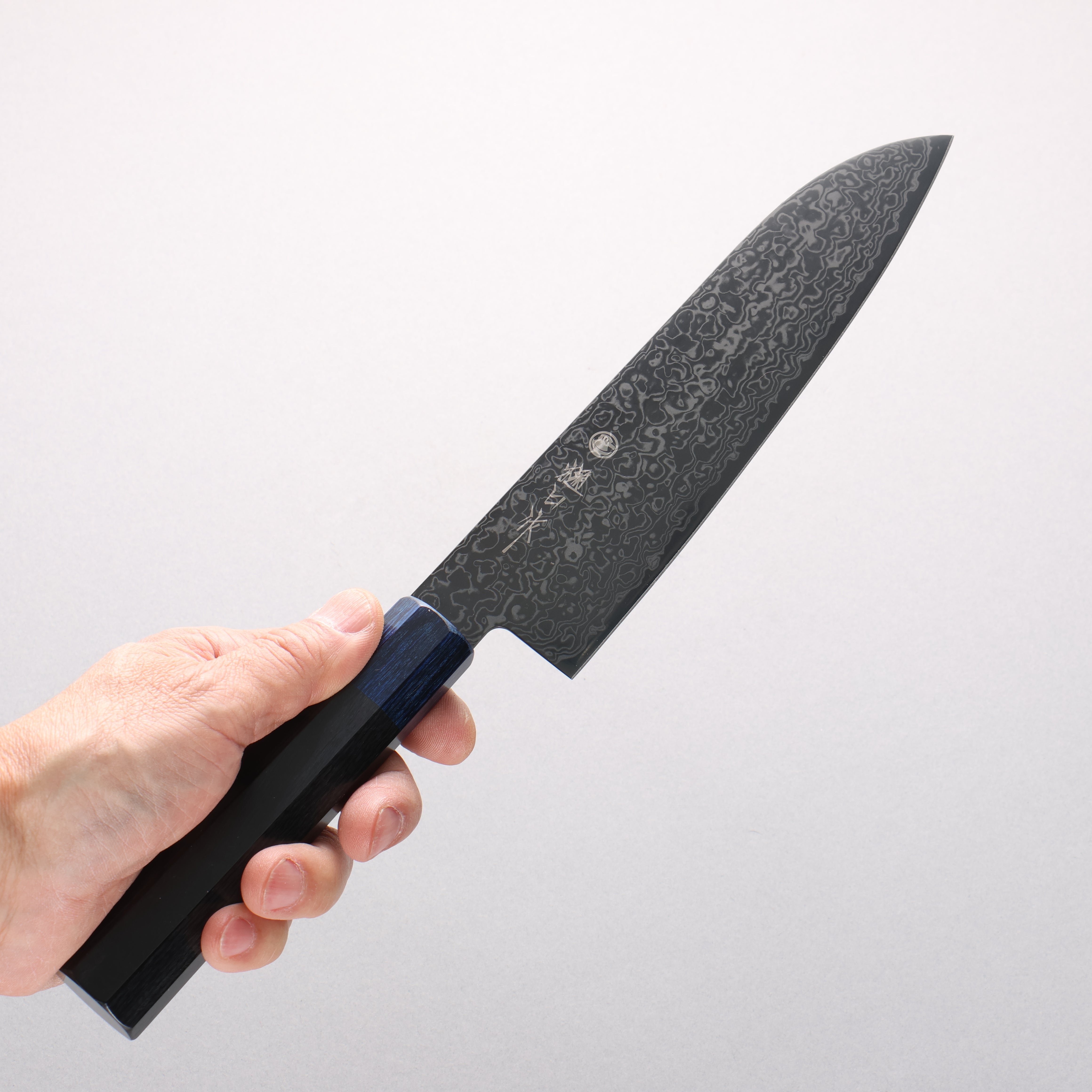 Seisuke SG2 Black Damascus Santoku 180mm Black Pakka wood(ferrule: Navy Pakka wood) Handle - Japanny - Best Japanese Knife