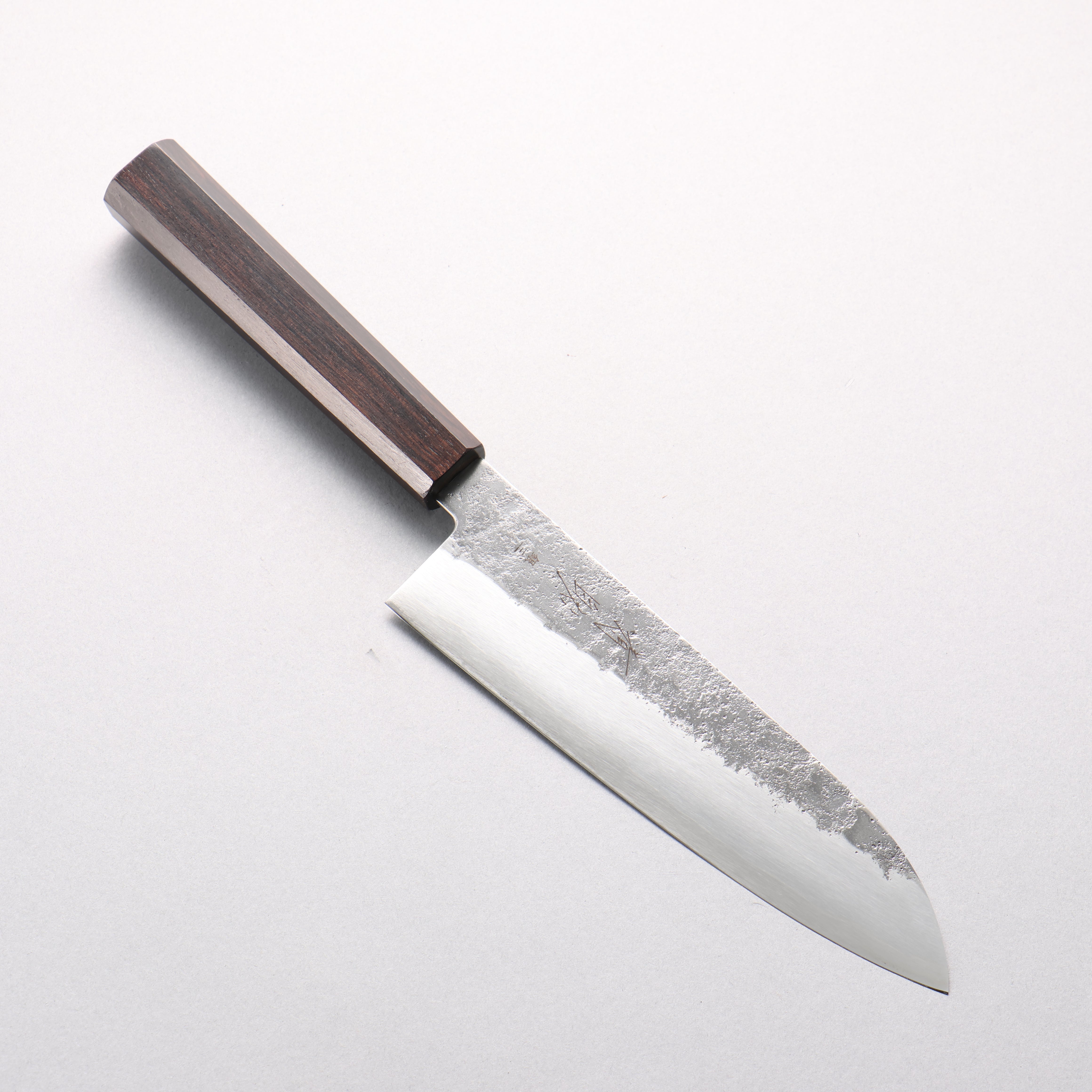 Seisuke Silver Steel No.3 Nashiji Santoku 180mm Ebony Wood Handle