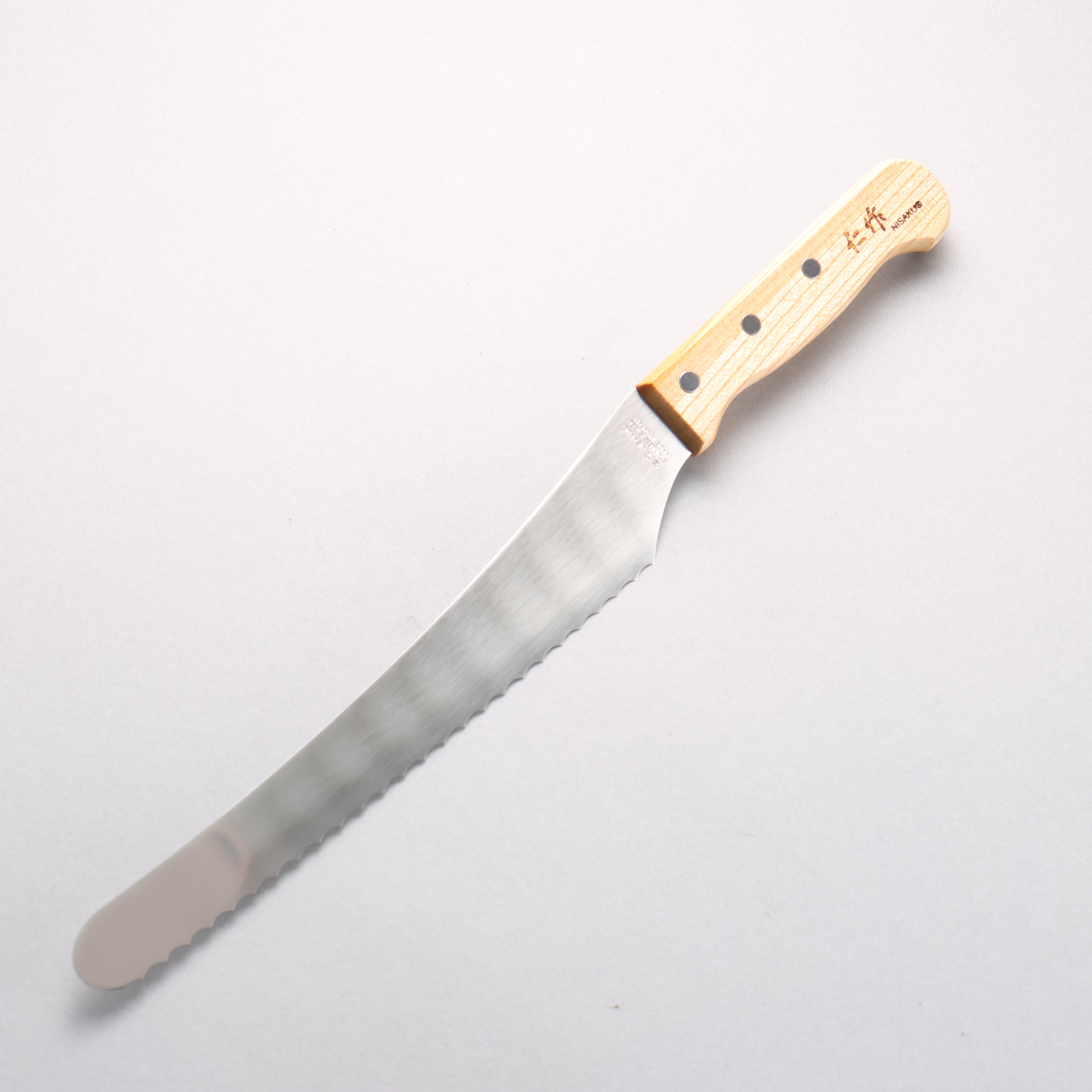 Nisaku Stainless Steel Serrated Blade 240mm Natural wood Handle