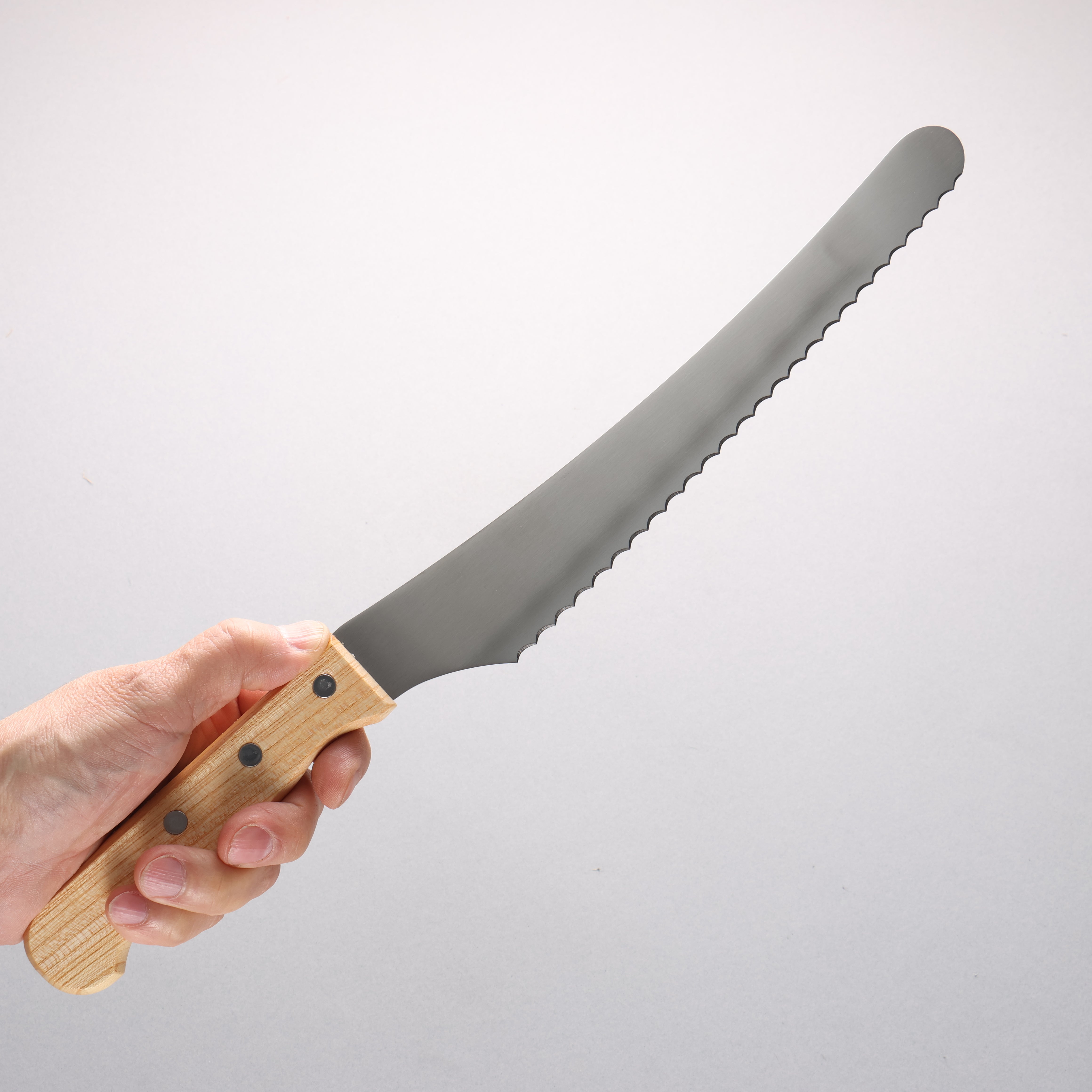 Nisaku Stainless Steel Serrated Blade 240mm Natural wood Handle