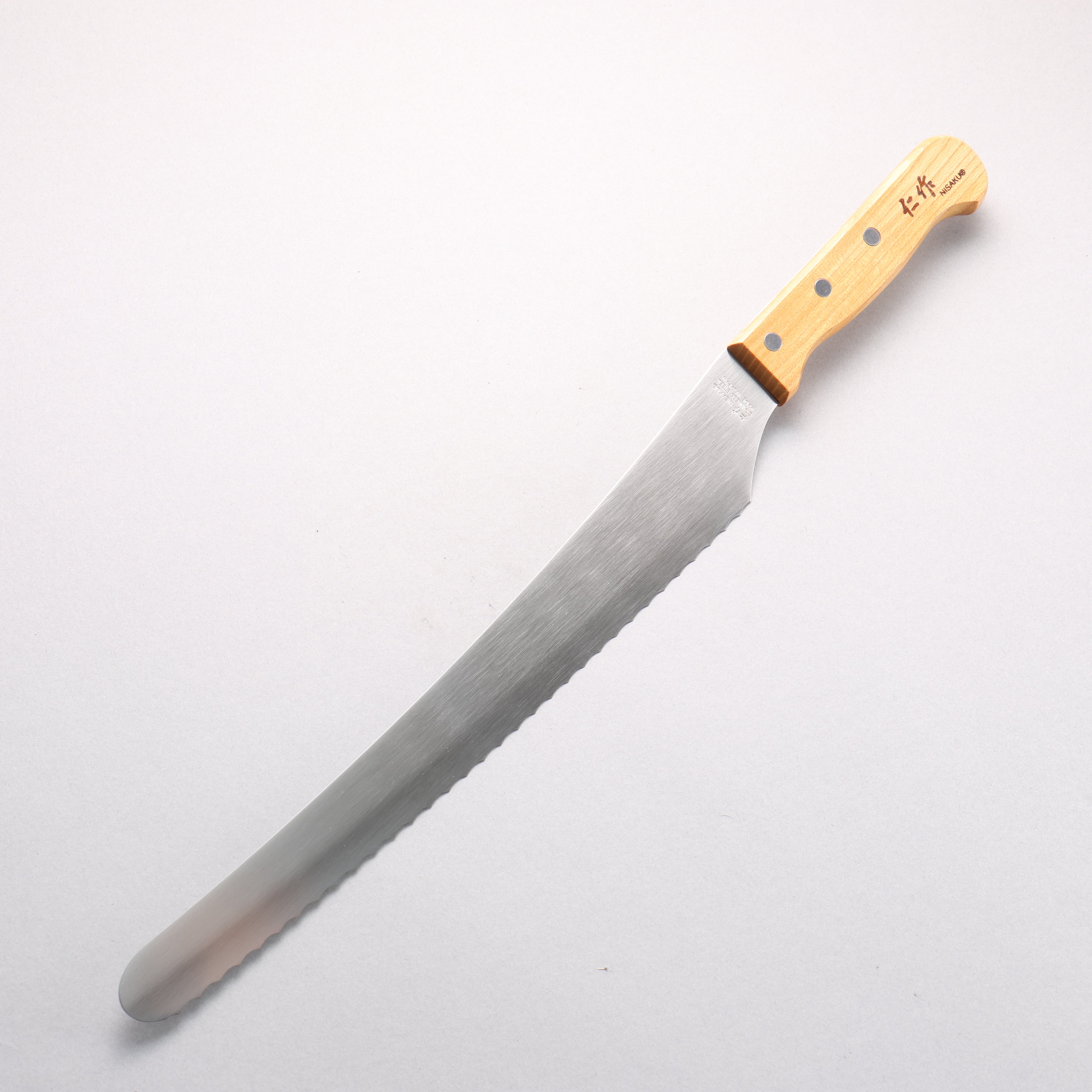 Nisaku Stainless Steel Serrated Blade 300mm Natural wood Handle