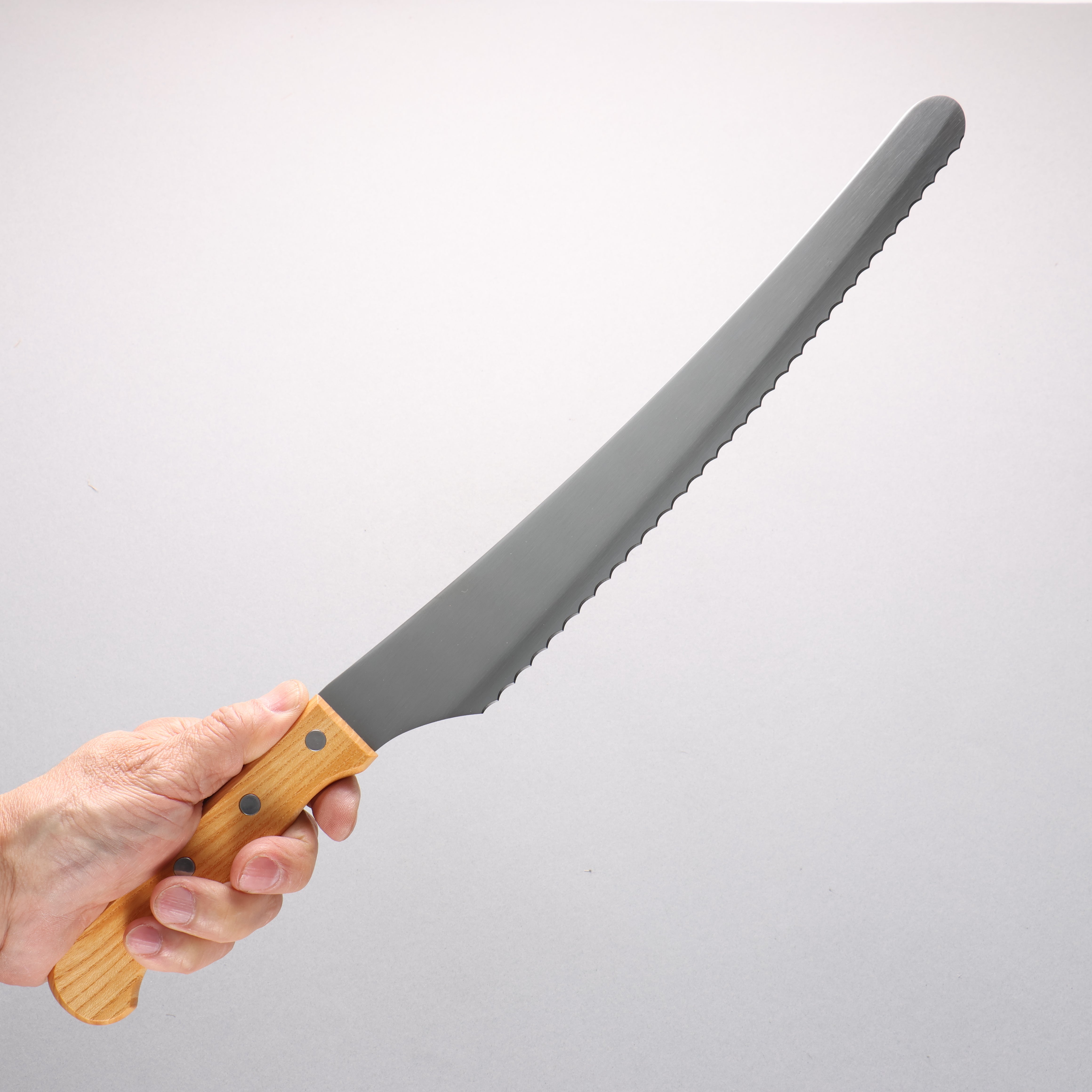 Nisaku Stainless Steel Serrated Blade 300mm Natural wood Handle