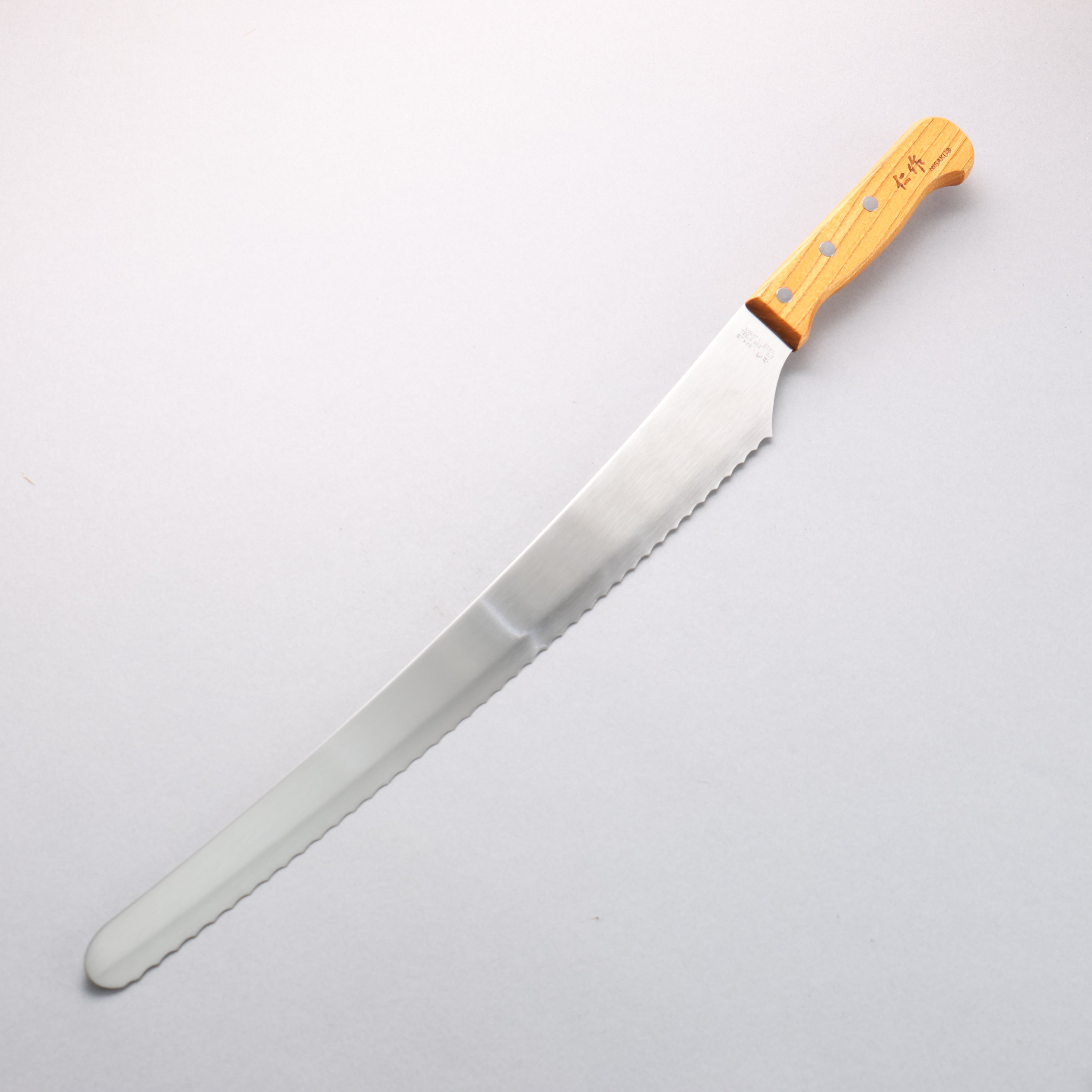 Nisaku Stainless Steel Serrated Blade 360mm Natural wood Handle
