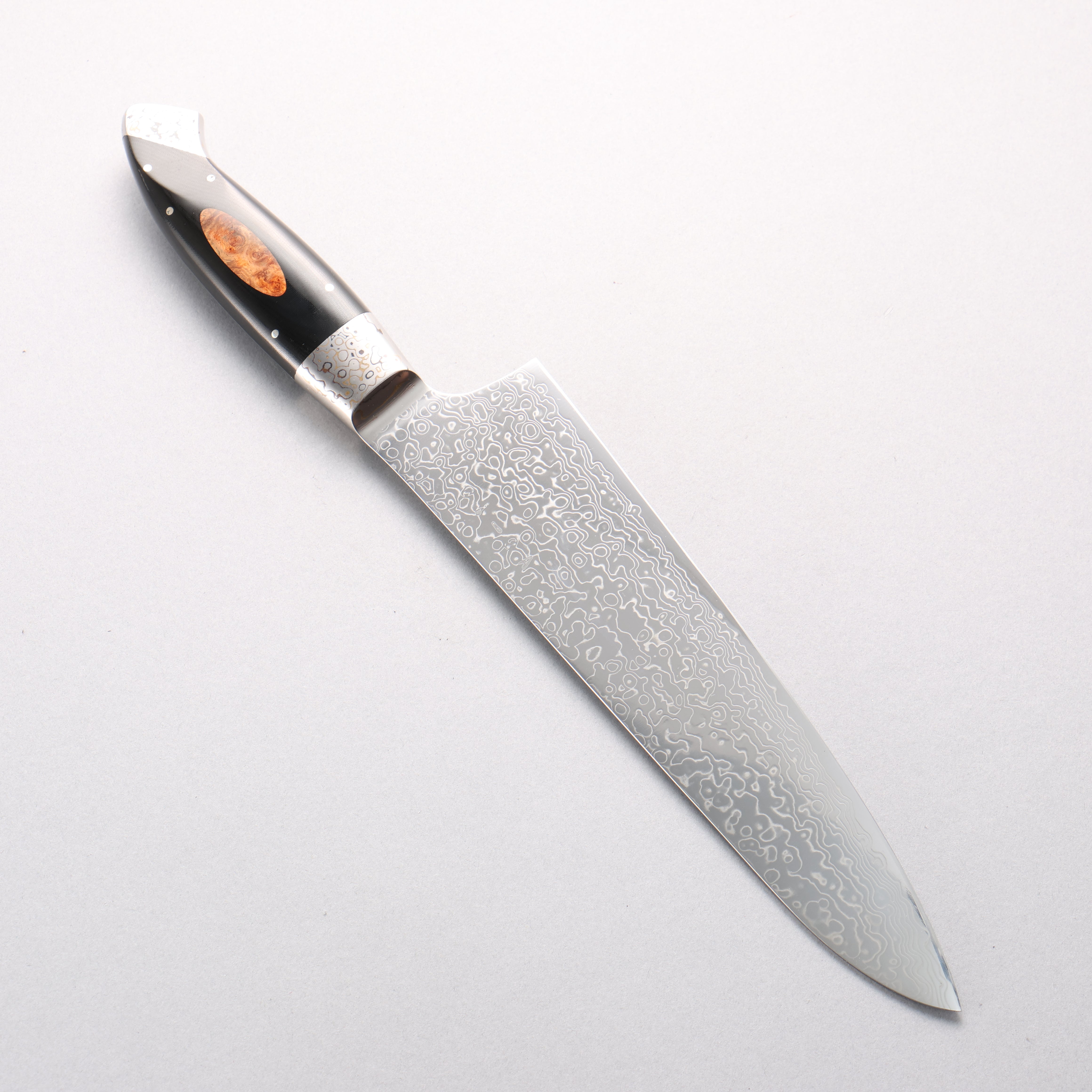 Kajin VG10 Damascus Gyuto 210mm Black Micarta (Wood Inlay) Handle