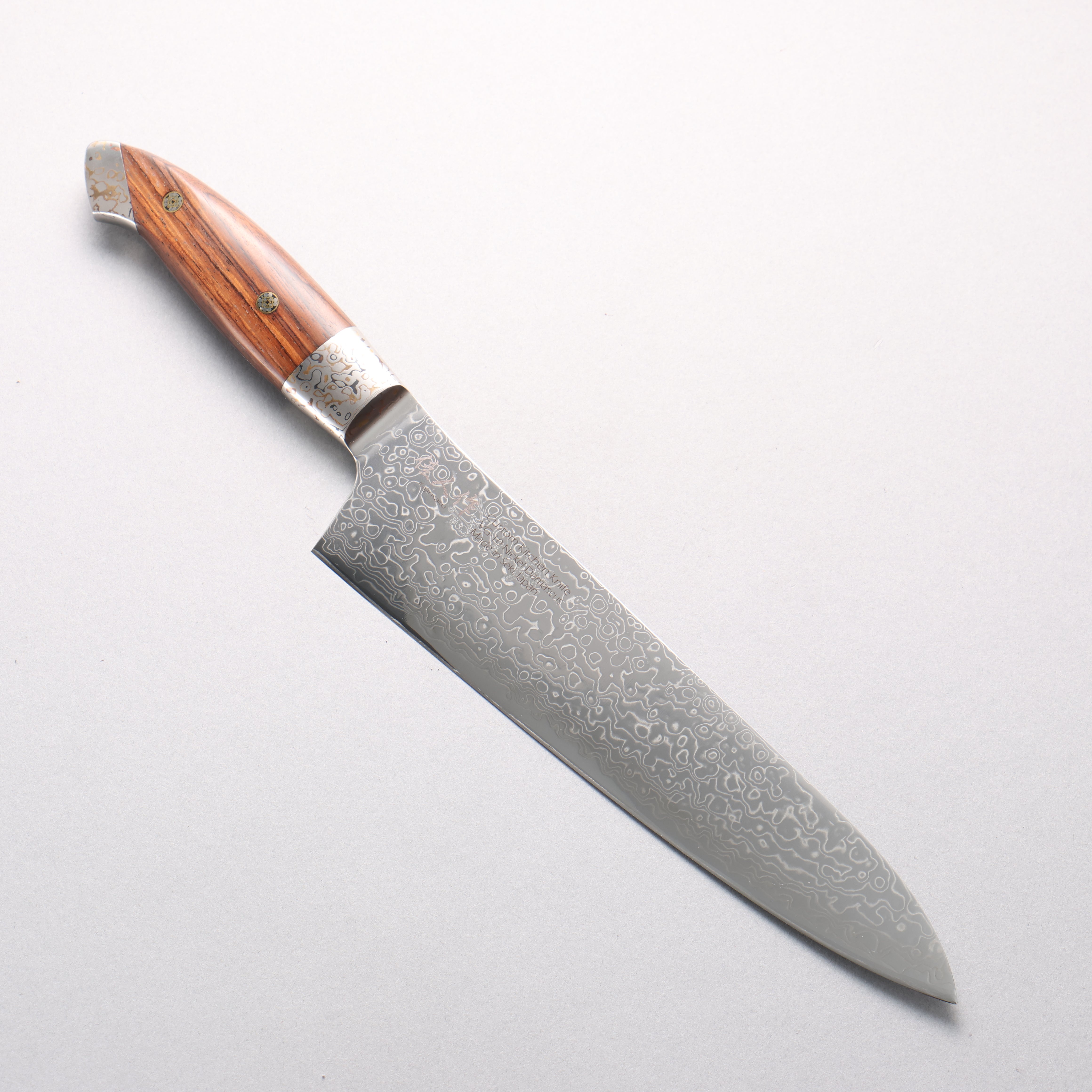 Kajin VG10 Damascus Gyuto 210mm Rosewood Handle