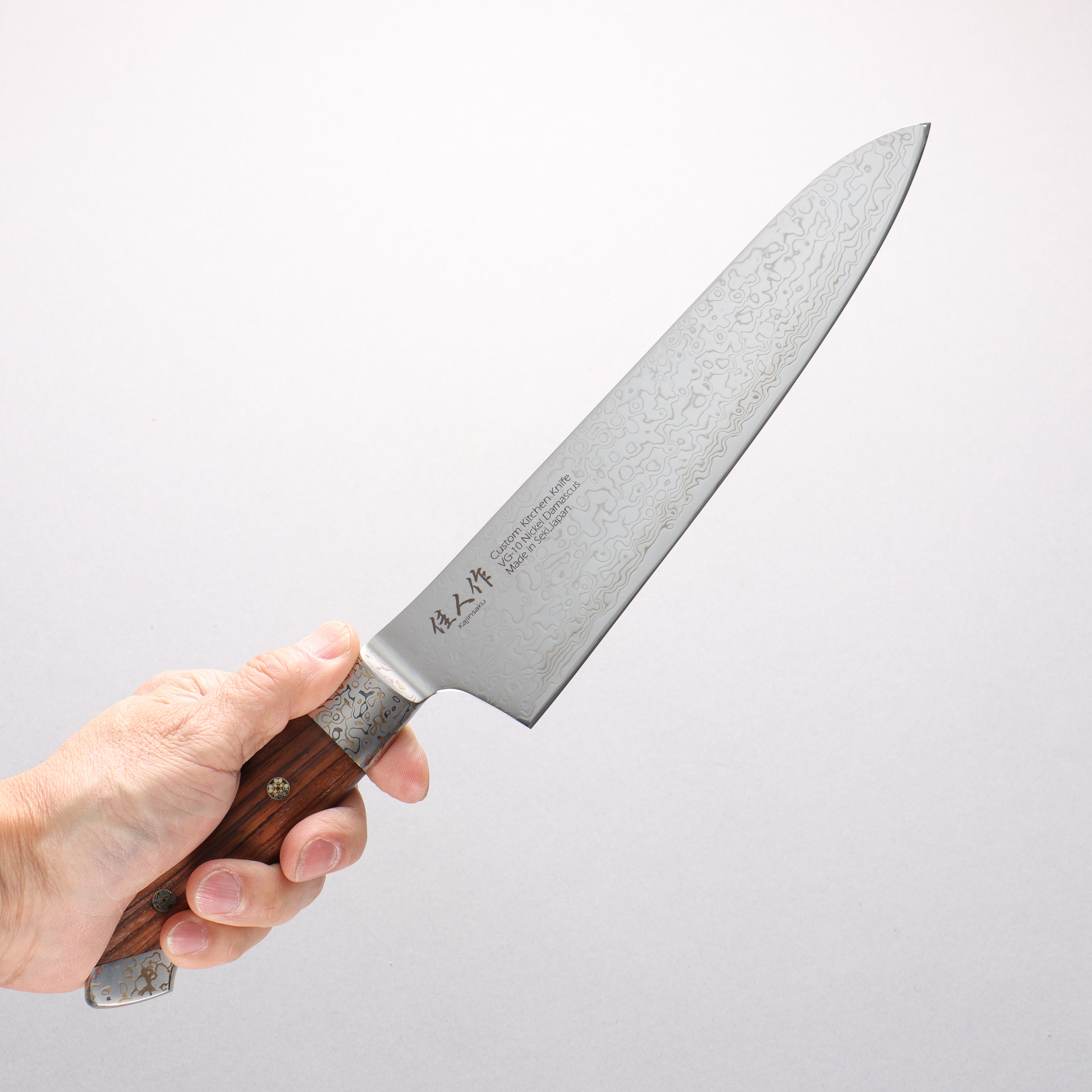 Kajin VG10 Damascus Gyuto 210mm Rosewood Handle