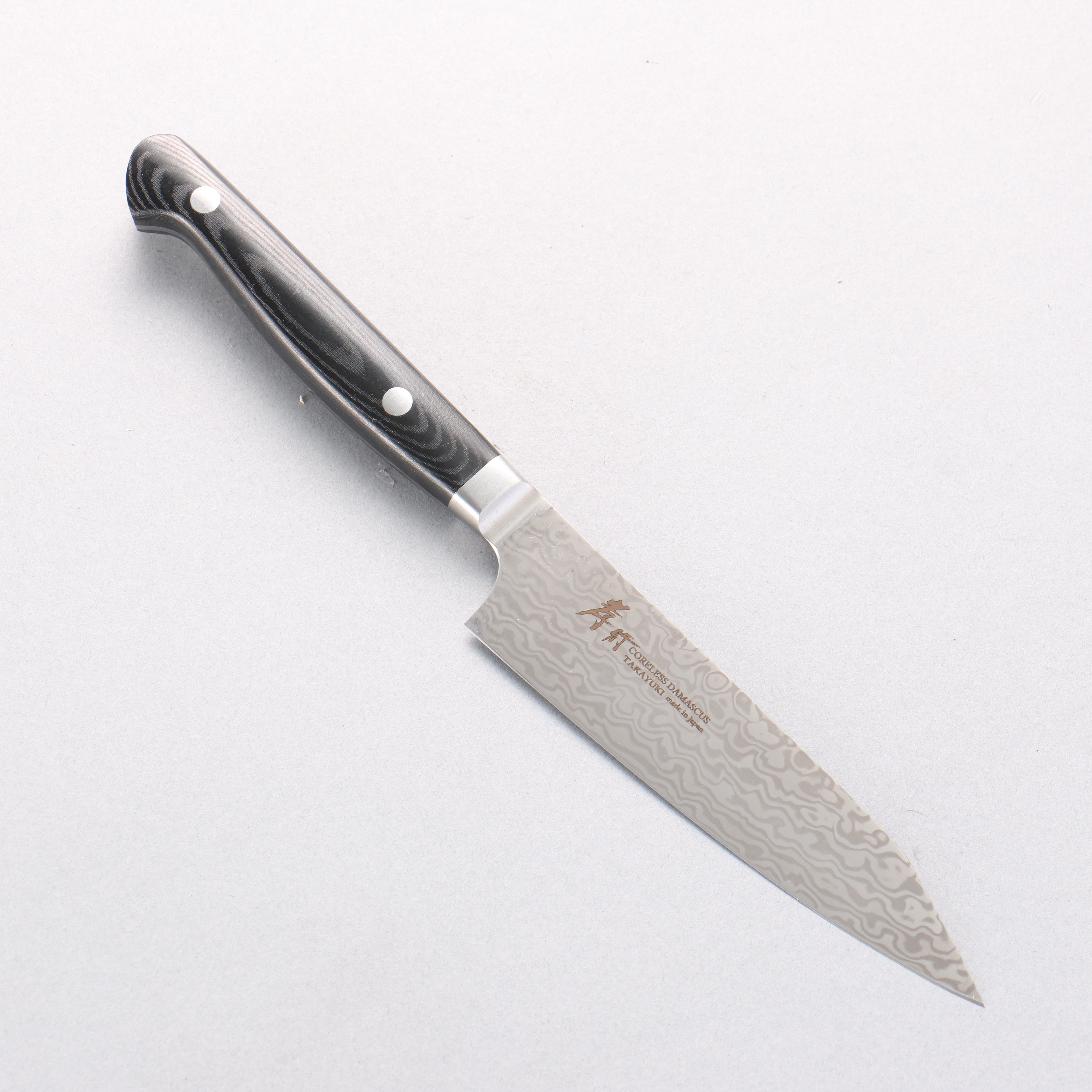 Sakai Takayuki Coreless Damascus Petty-Utility 120mm Black Micarta Handle - Japanny - Best Japanese Knife
