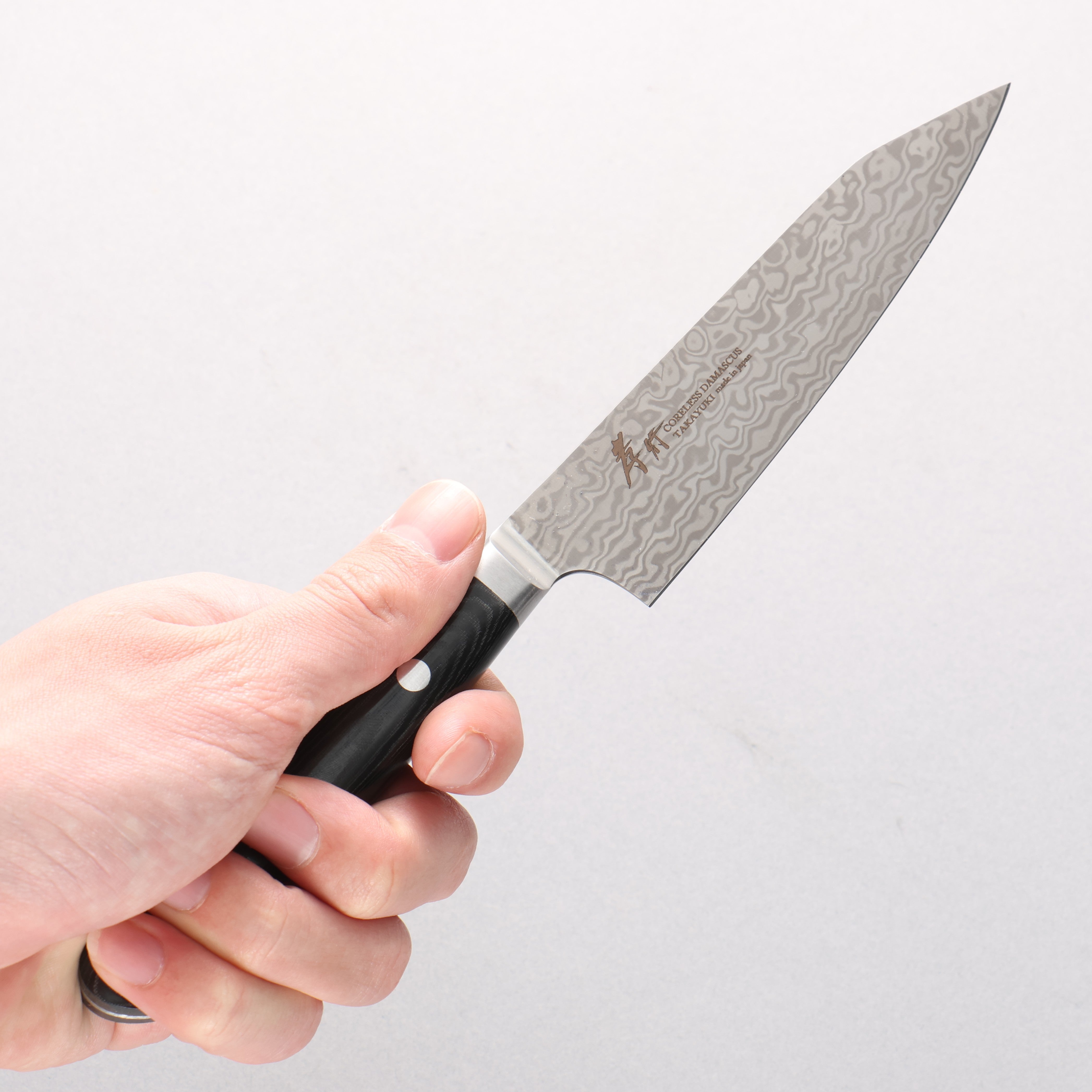 Sakai Takayuki Coreless Damascus Petty-Utility 120mm Black Micarta Handle - Japanny - Best Japanese Knife