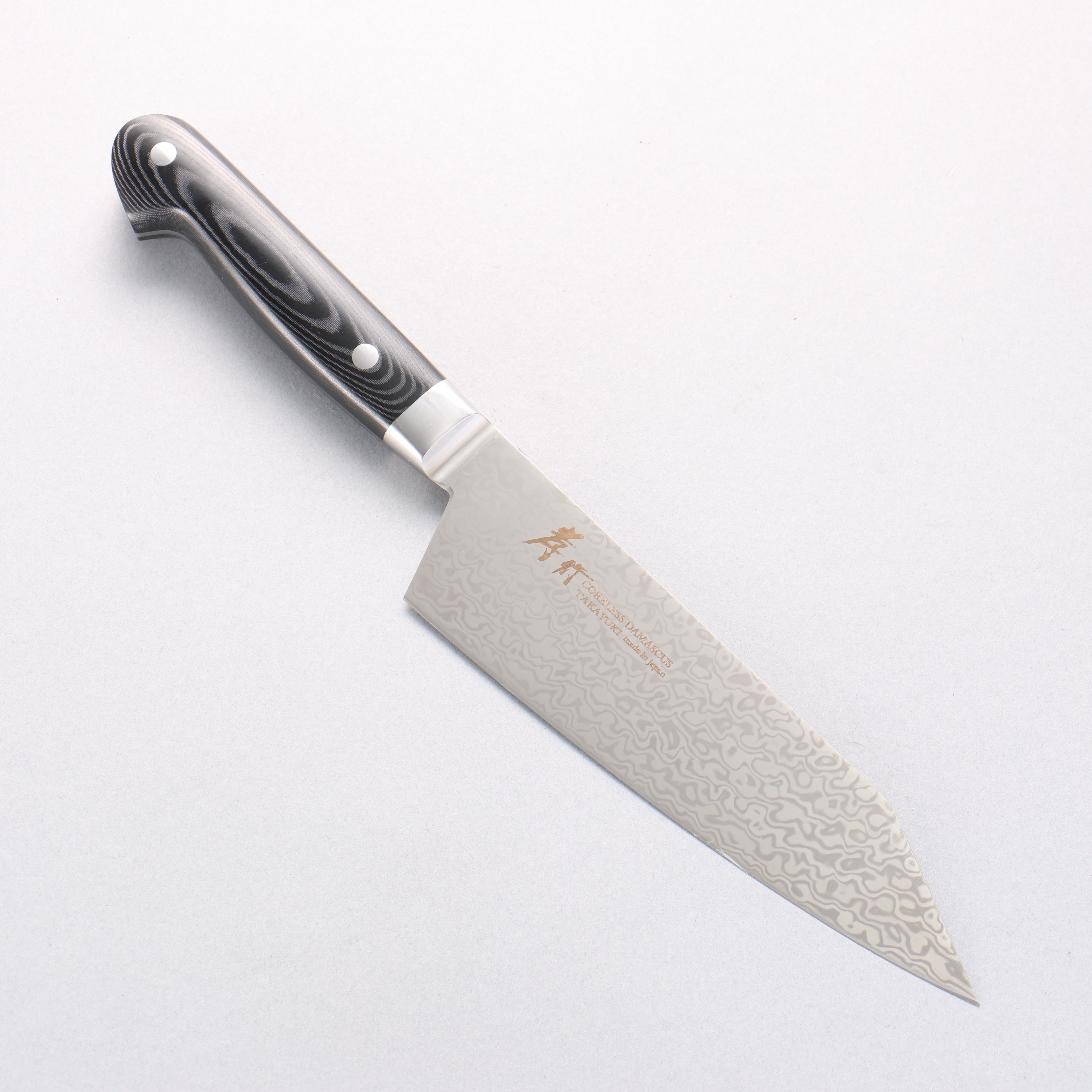 Sakai Takayuki Coreless Damascus Kengata Santoku 160mm Black Micarta Handle - Japanny - Best Japanese Knife