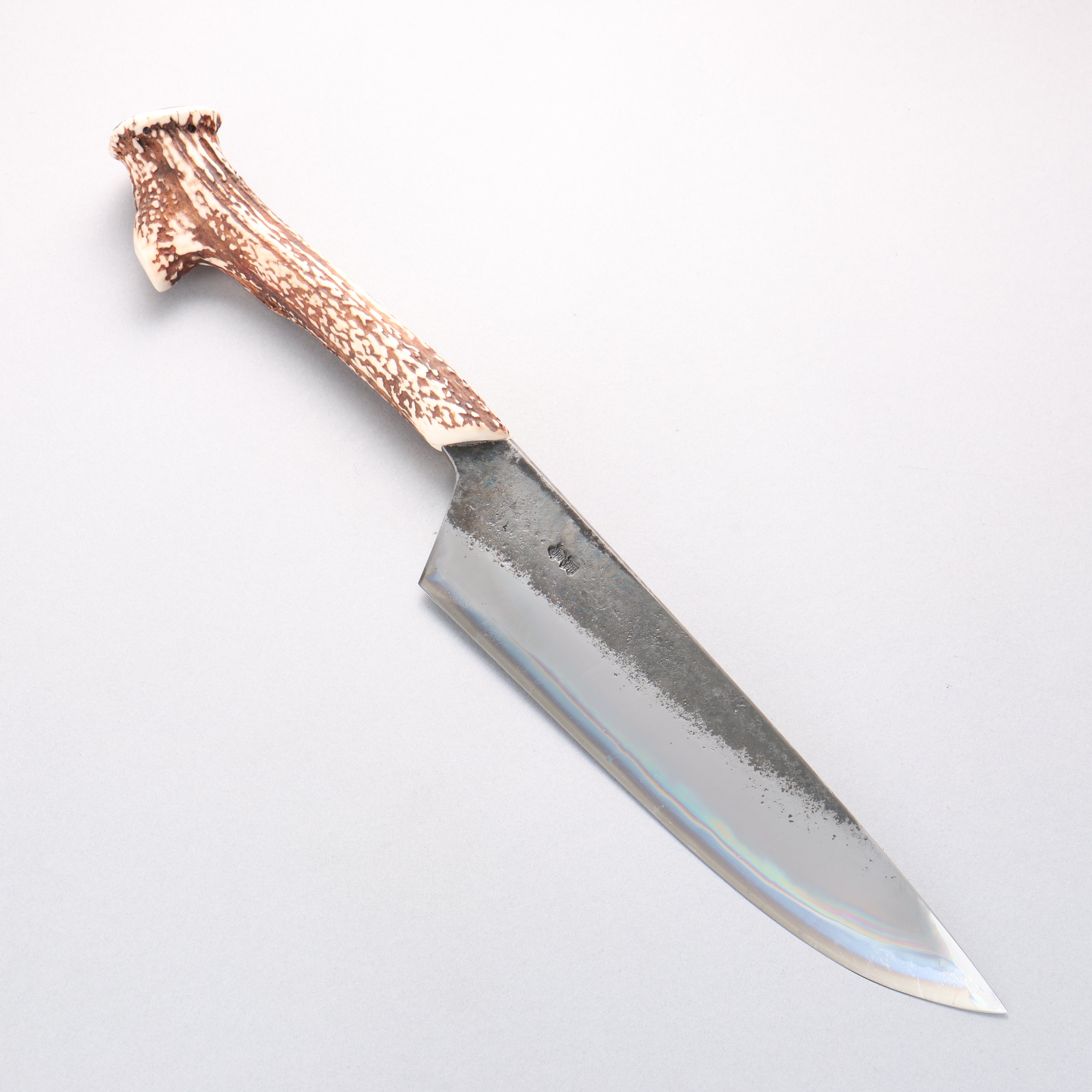 Kurotori Blue Steel No.2 Black Finished Kitchen Knife 240mm White Deer Horn Handle - Japanny - Best Japanese Knife