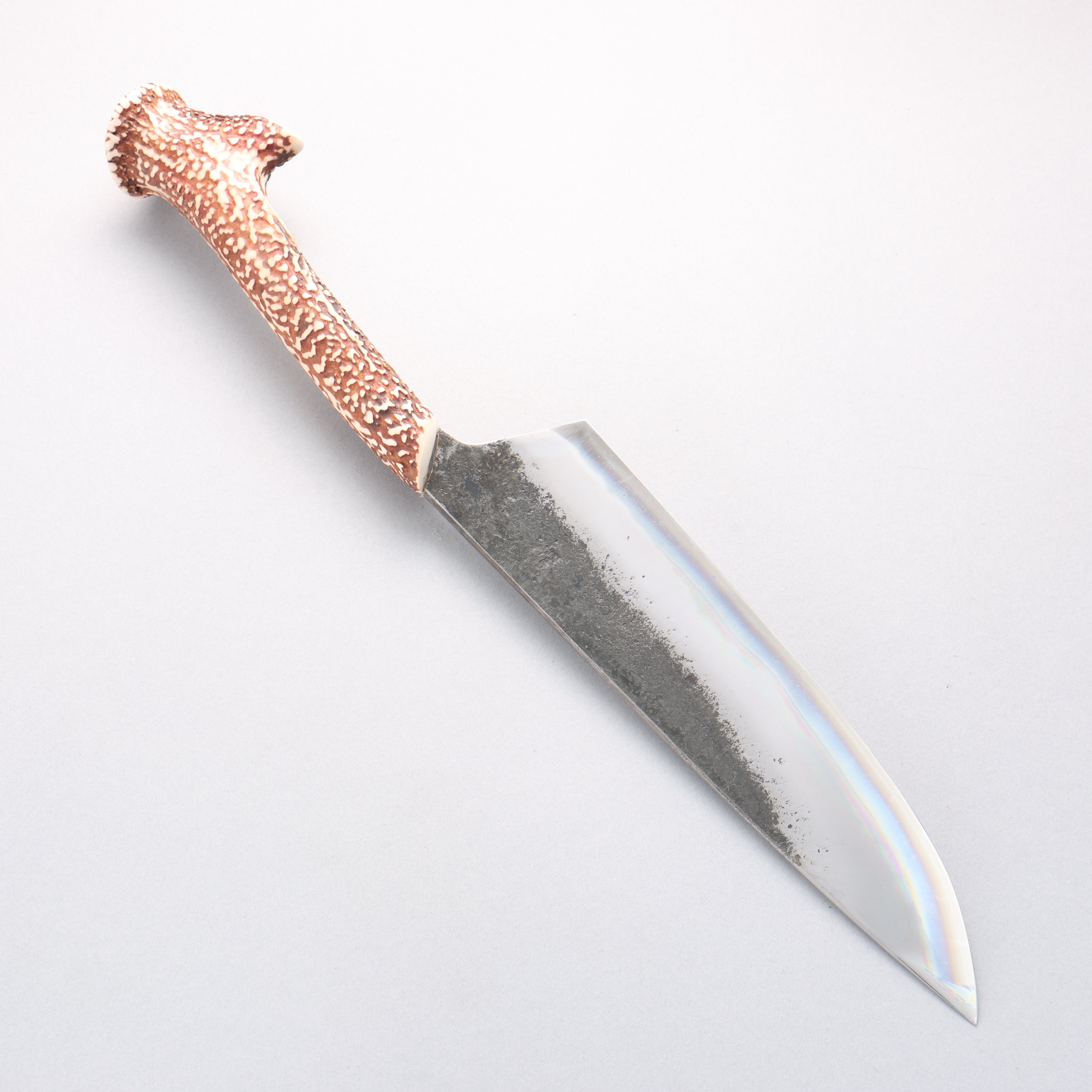 Kurotori Blue Steel No.2 Black Finished Kitchen Knife 240mm White Deer Horn Handle - Japanny - Best Japanese Knife