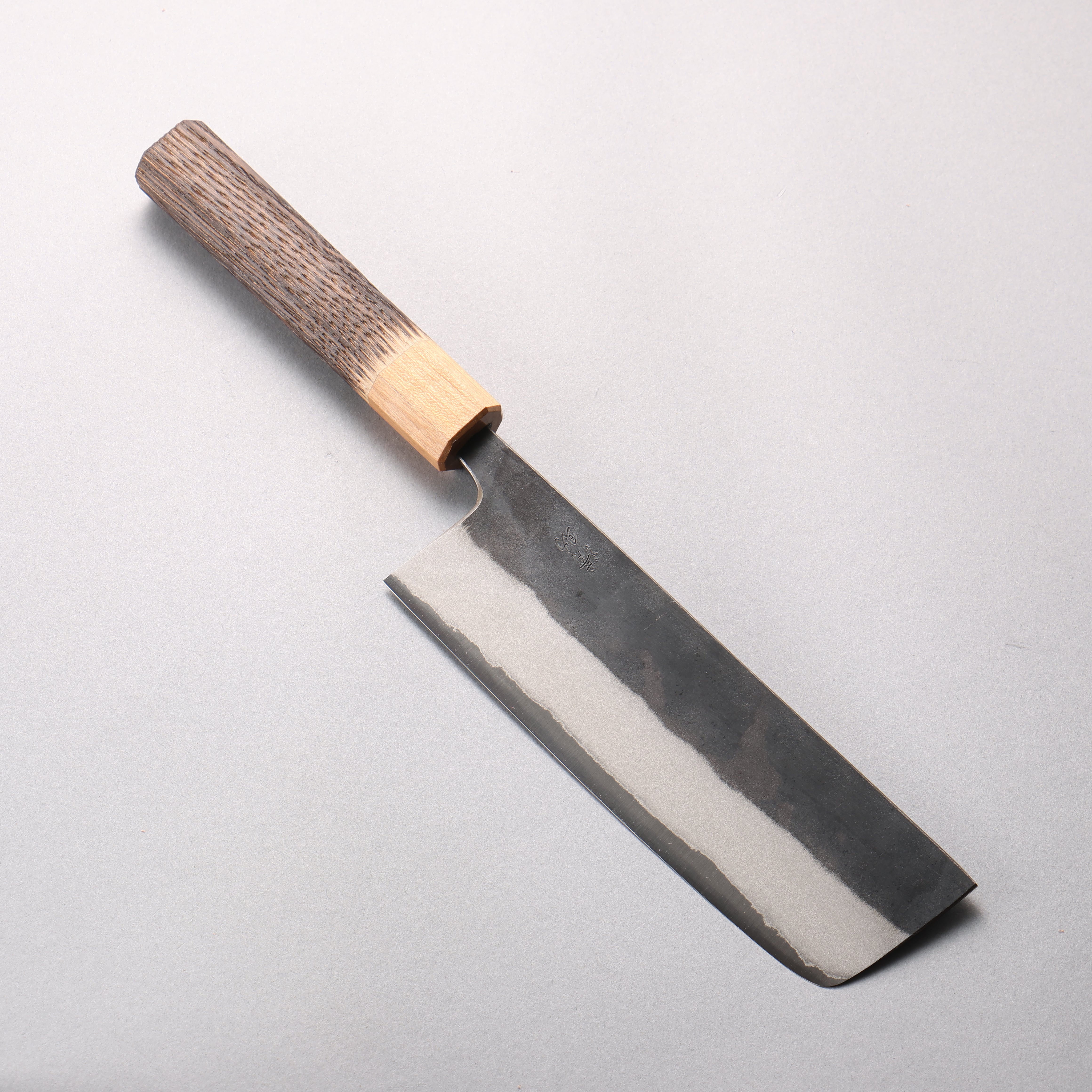 Seisuke Blue Steel No.2 Black Finished Nakiri 165mm Burnt Chestnut (ferrule: Cherry Wood) Handle - Japanny - Best Japanese Knife