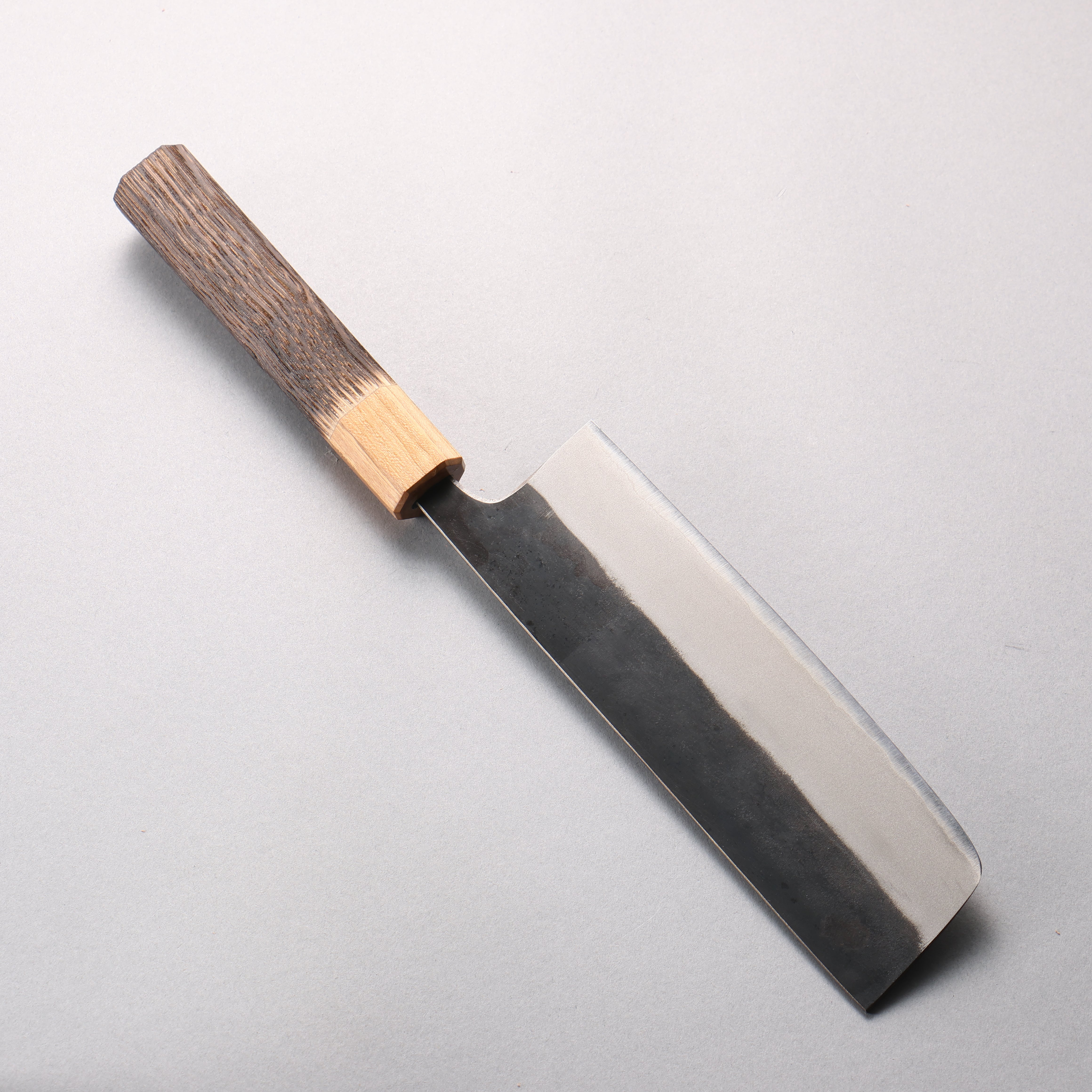 Seisuke Blue Steel No.2 Black Finished Nakiri 165mm Burnt Chestnut (ferrule: Cherry Wood) Handle - Japanny - Best Japanese Knife