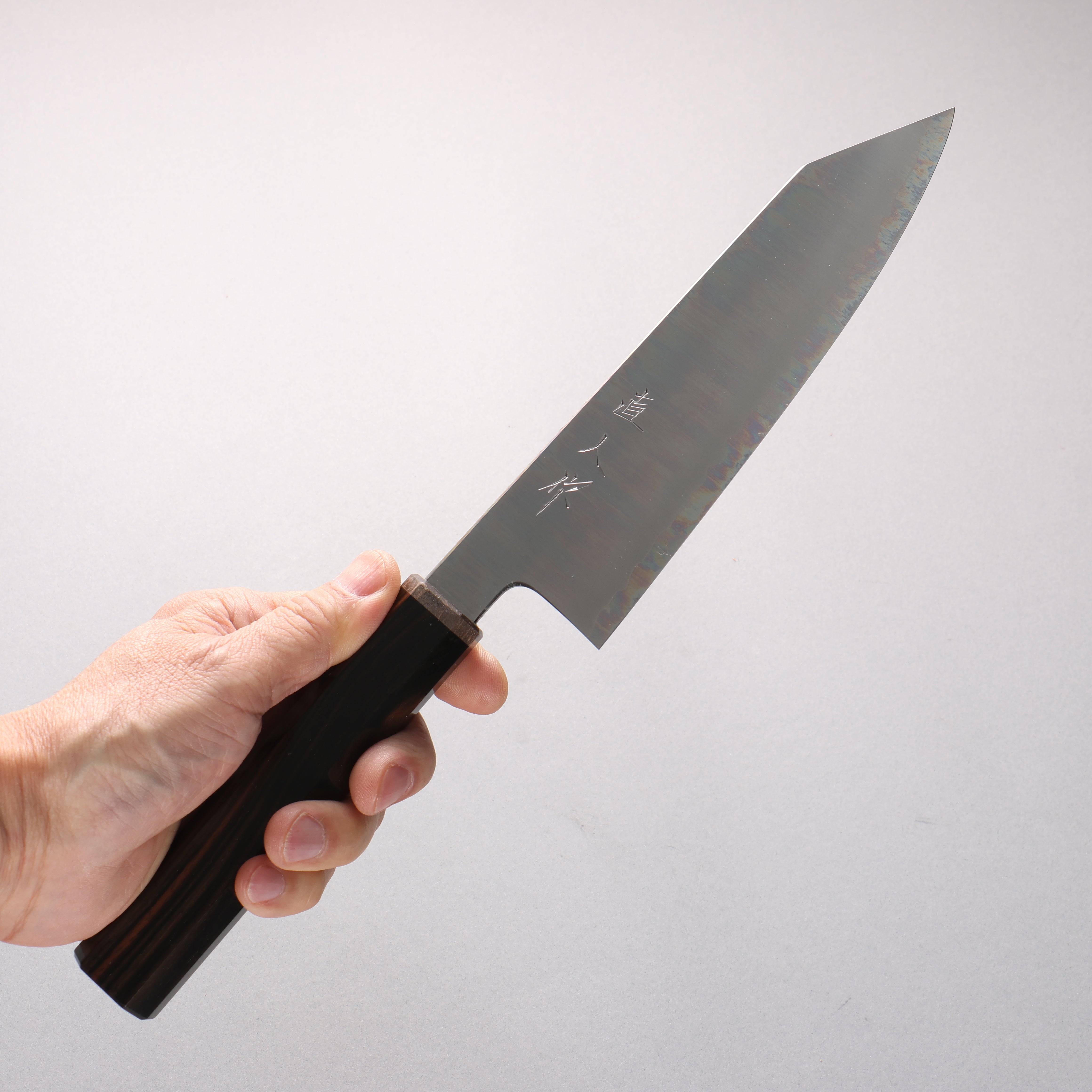 Naohito Myojin Cobalt Special Steel Bunka 170mm Striped Ebony (Narrow Ferrule: Black Stabilized Wood) Handle - Japanny - Best Japanese Knife