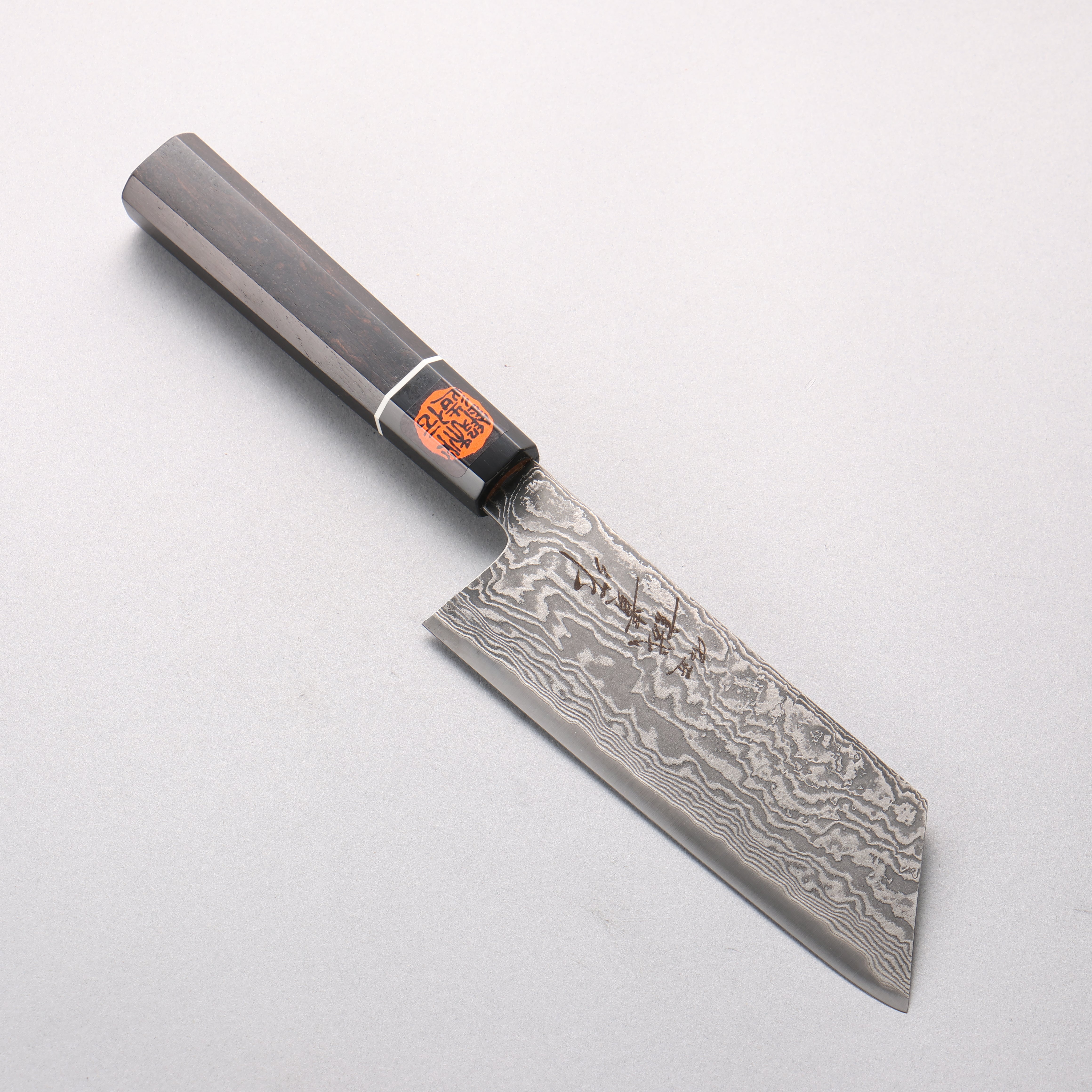 Shigeki Tanaka Habakiri SG2 Damascus Nakiri 165mm Ebony Wood (ferrule: Black Water Buffalo Horn) Handle - Japanny - Best Japanese Knife