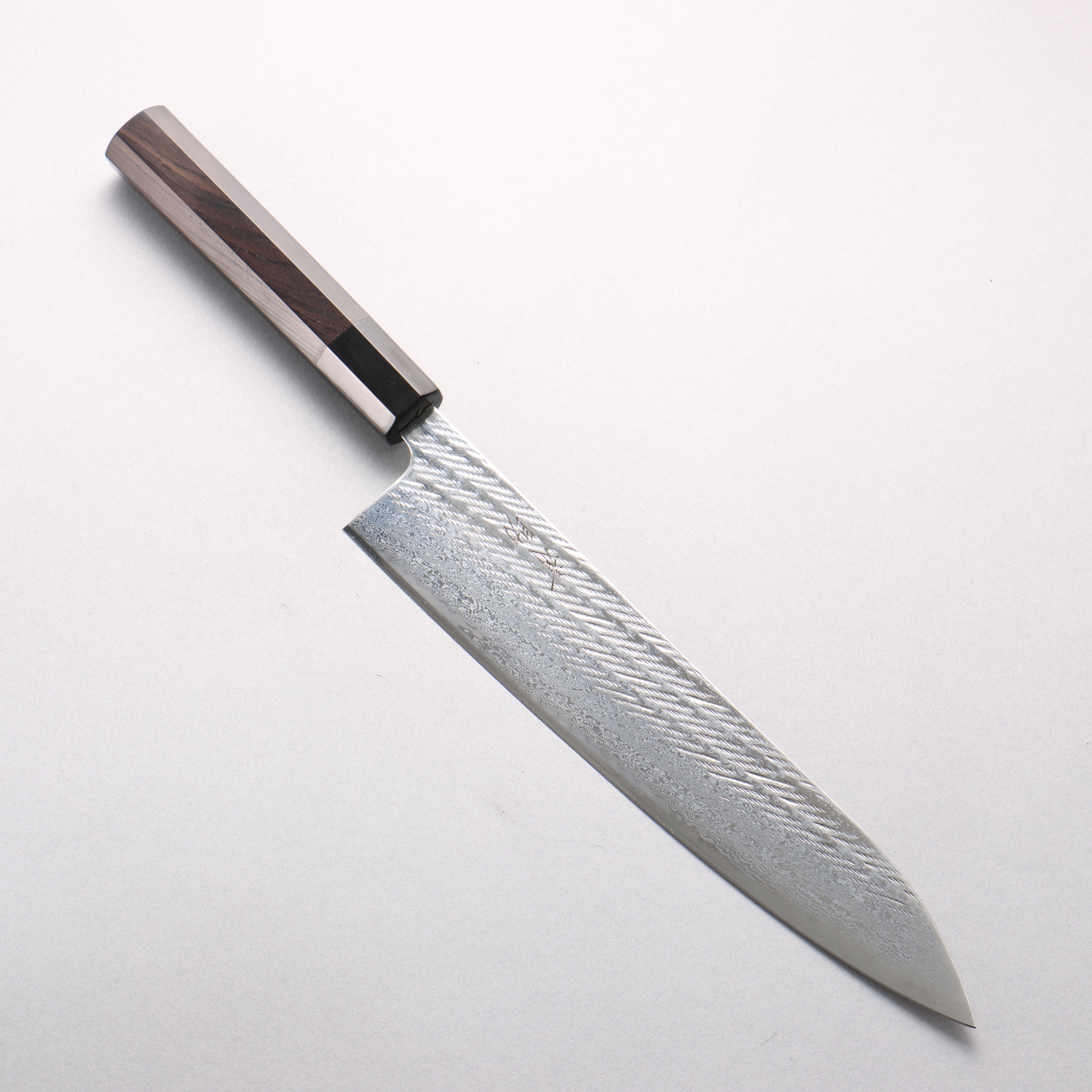 Seisuke Silver Steel No.3 Damascus Rope Pattern Gyuto 240mm Ebony Wood (ferrule: Black Water Buffalo Horn) Handle - Japanny - Best Japanese Knife