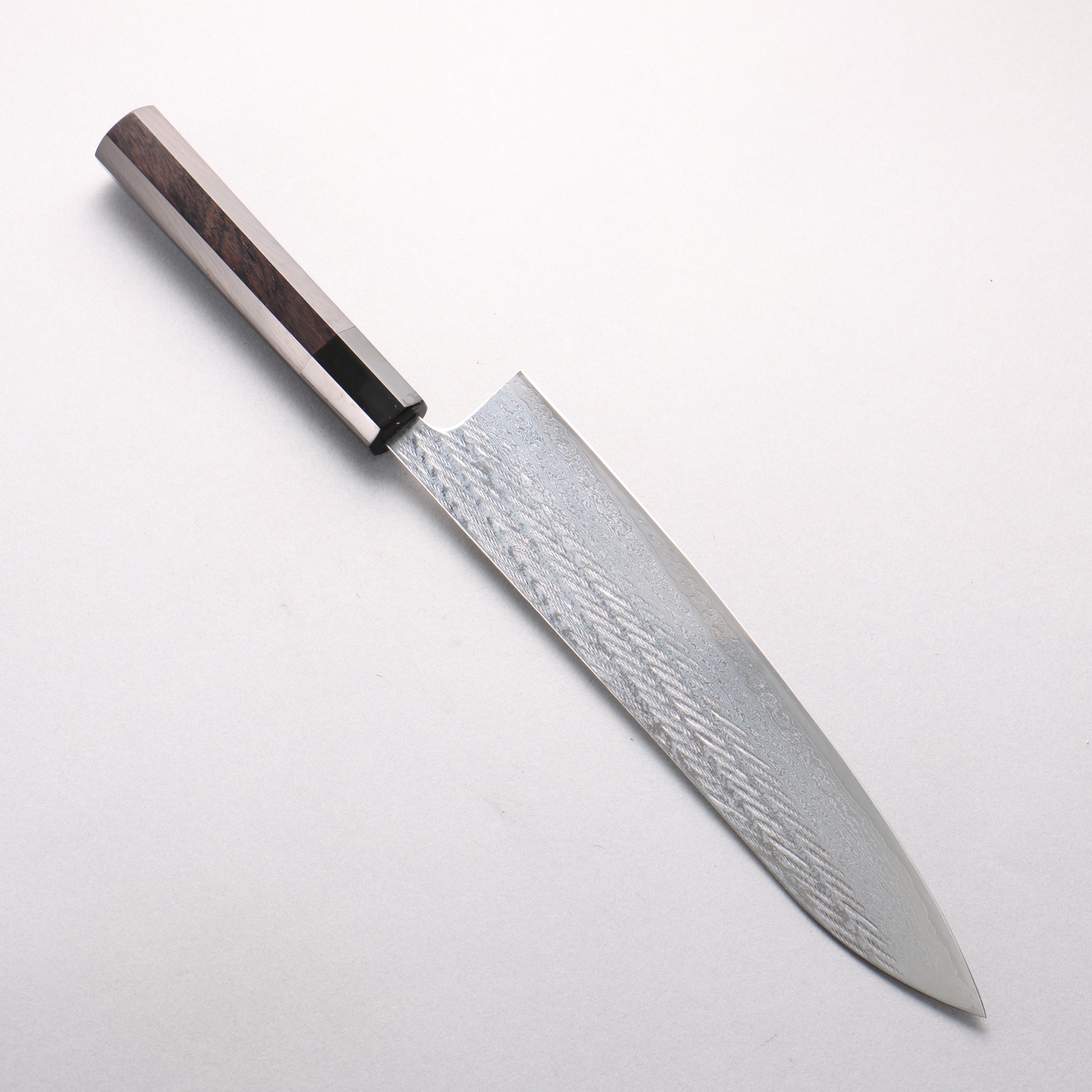 Seisuke Silver Steel No.3 Damascus Rope Pattern Gyuto 240mm Ebony Wood (ferrule: Black Water Buffalo Horn) Handle - Japanny - Best Japanese Knife