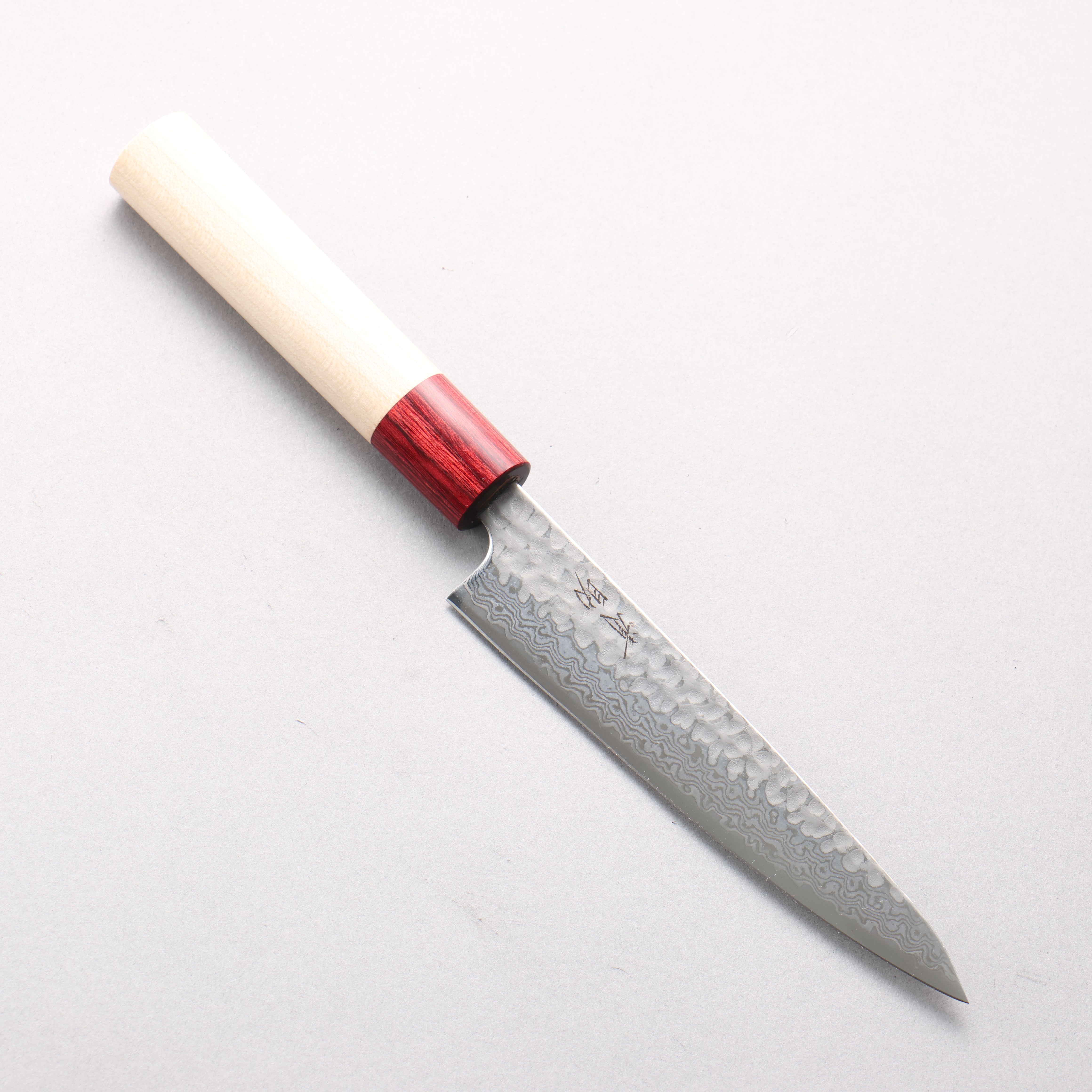 Seisuke Geppaku Silver Steel No.3 Hammered Damascus Petty-Utility 135mm Magnolia Handle - Japanny - Best Japanese Knife